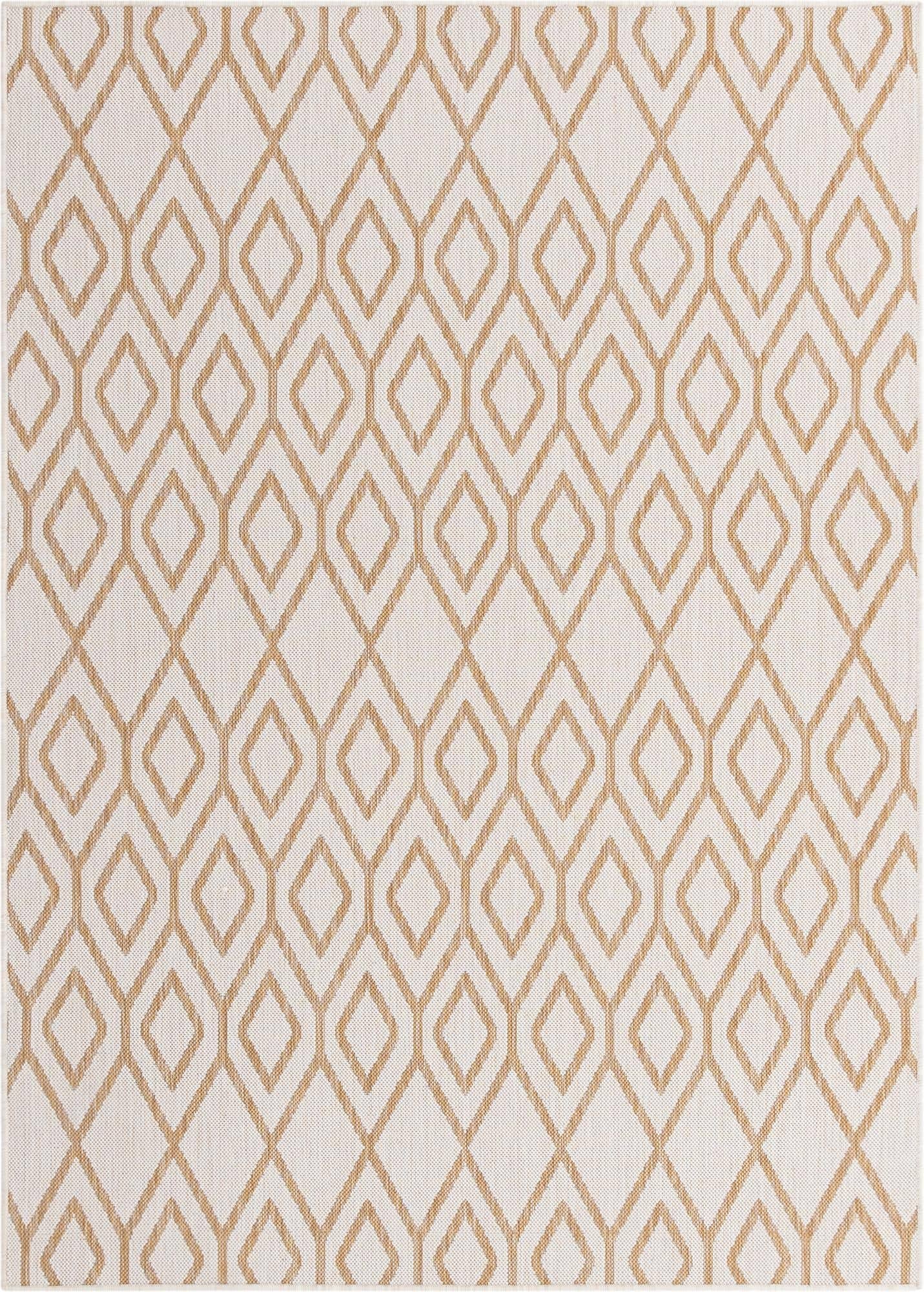 Beige and Brown Trellis Outdoor Rectangular Rug 5' x 7'