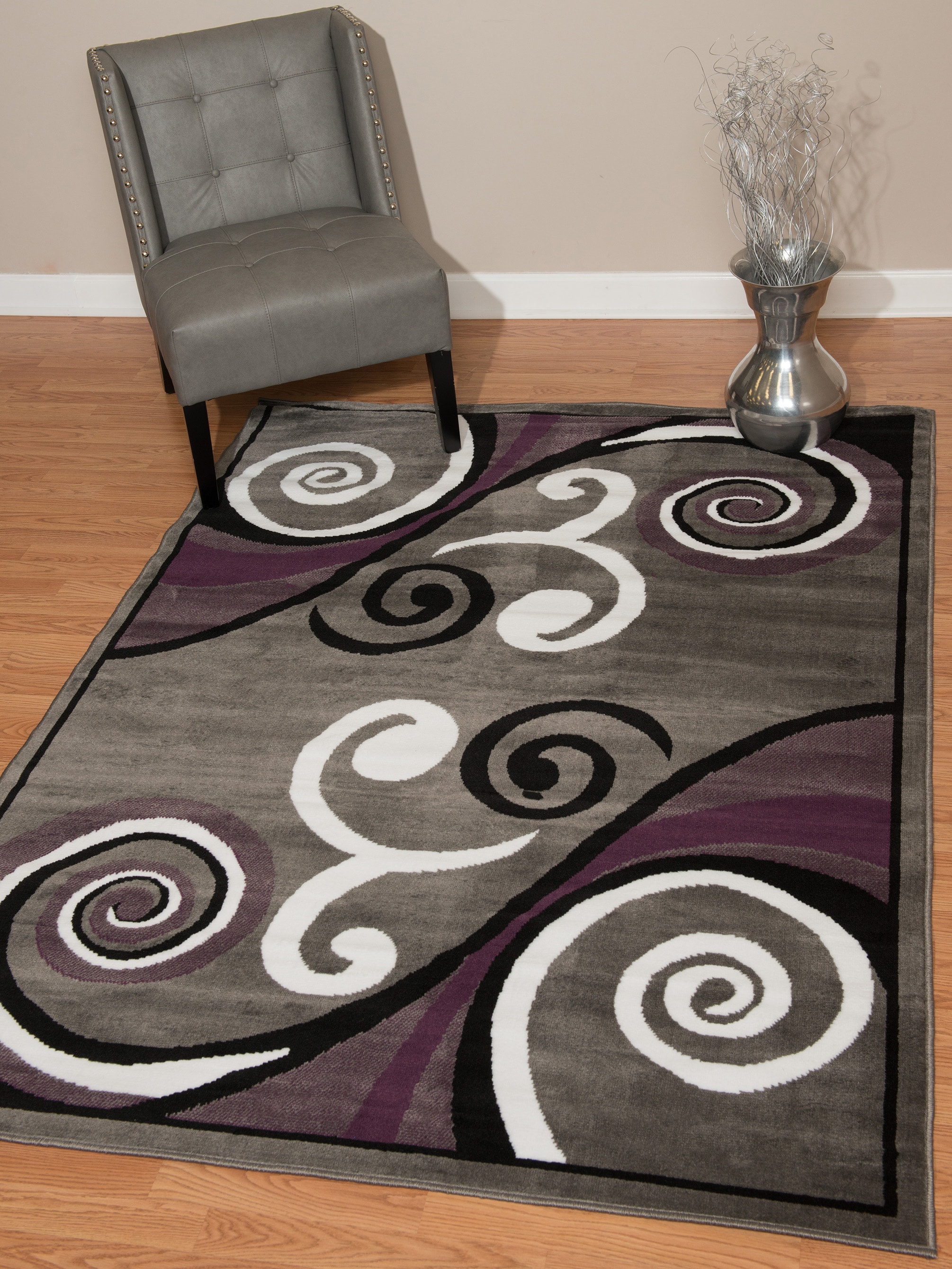 United Weavers Of America 851 10572 24 Dallas 2 x 3 (ft) Polyester Gray Rectangular Indoor Paisley Mid-Century Modern Area rug