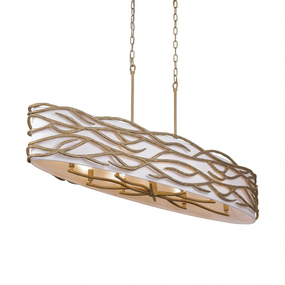 Minka Lavery A-MNKAL-3717-788 Branch Reality 1- Light Textured Ashen Gold Gold Incandescent Glass And Steel Pendant Light