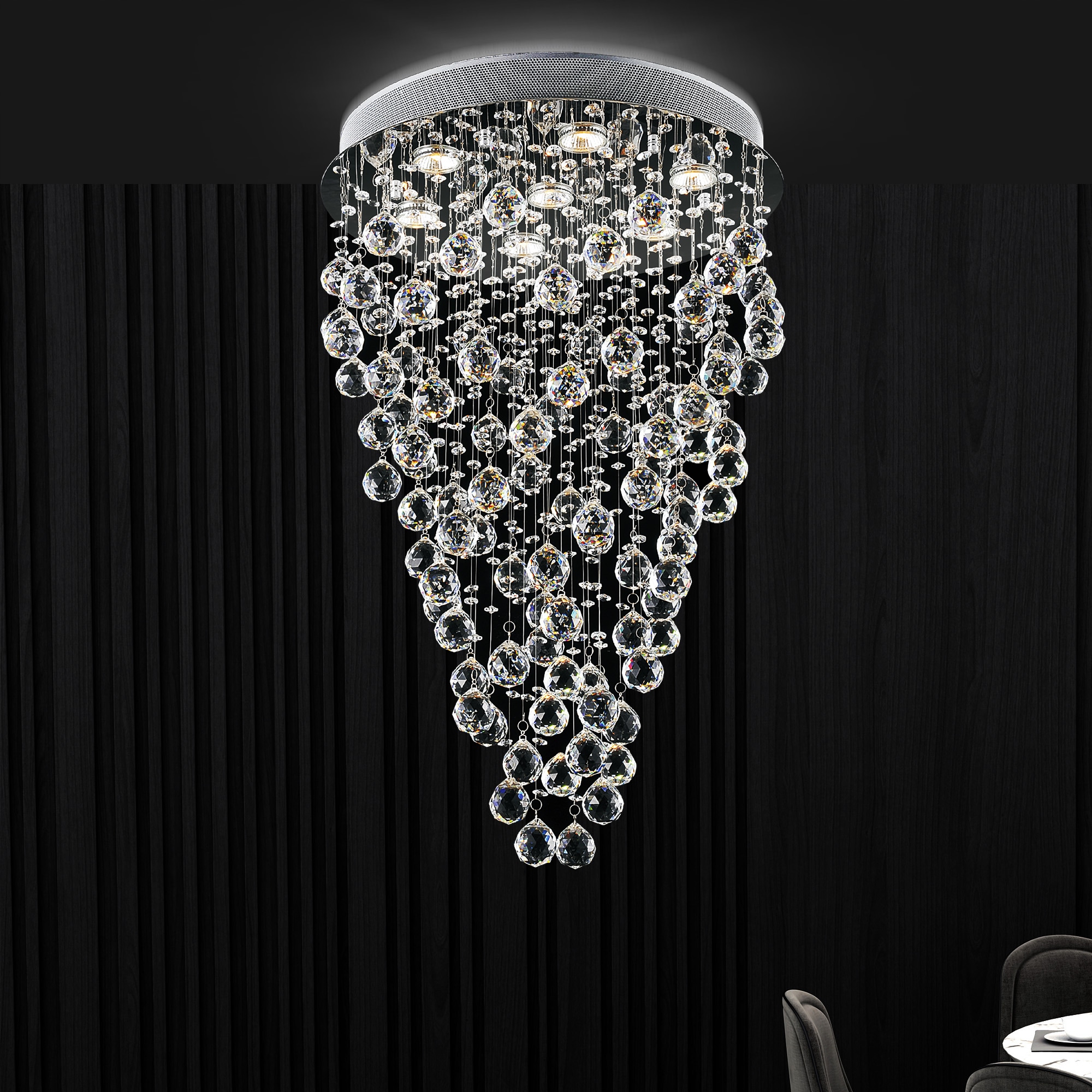 CWI Lighting 6601C20C Rain Drop 7 -Light 20-in Chrome Flush Mount Light