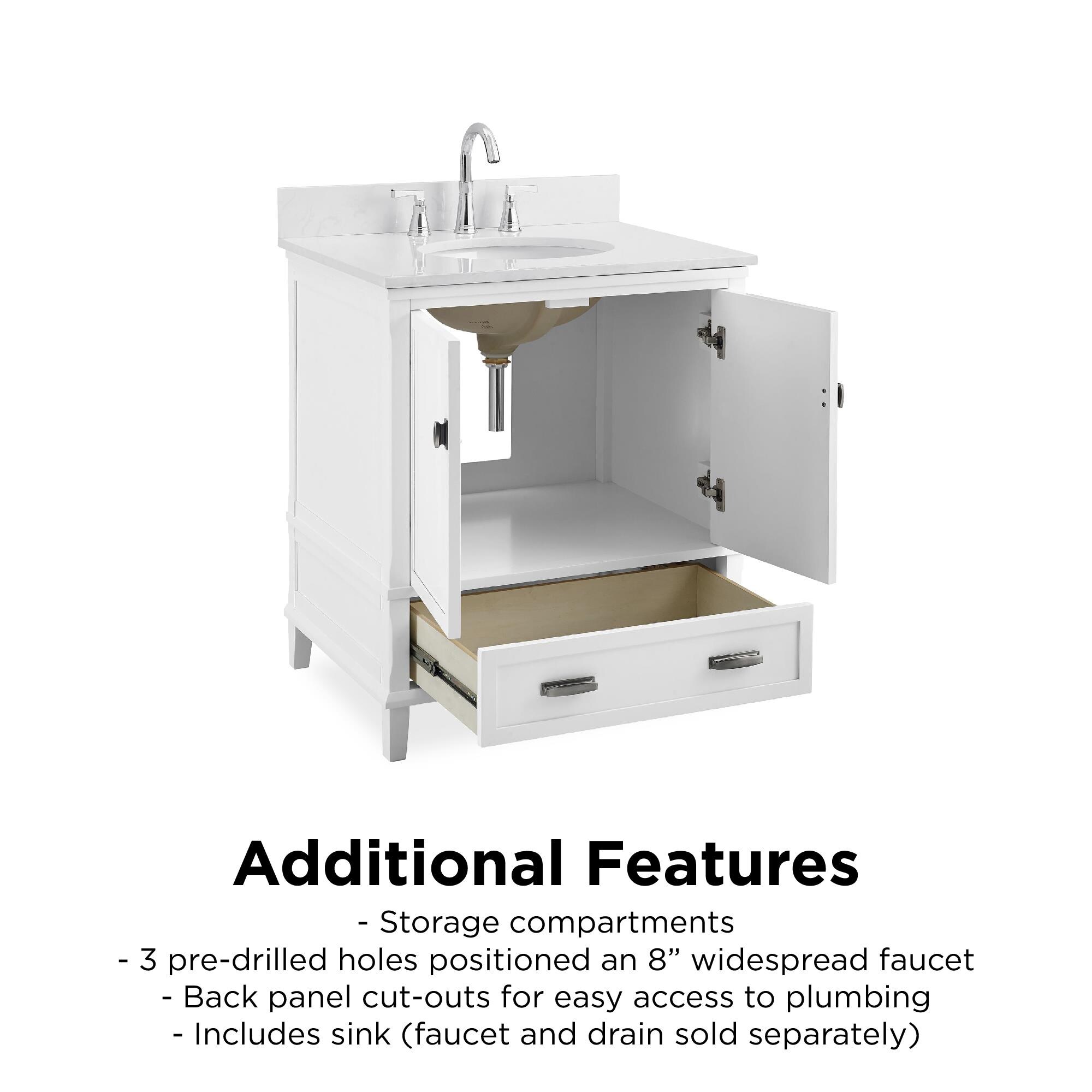 Dorel Living Irving 30-in White Single Sink Bathroom Vanity with White ...