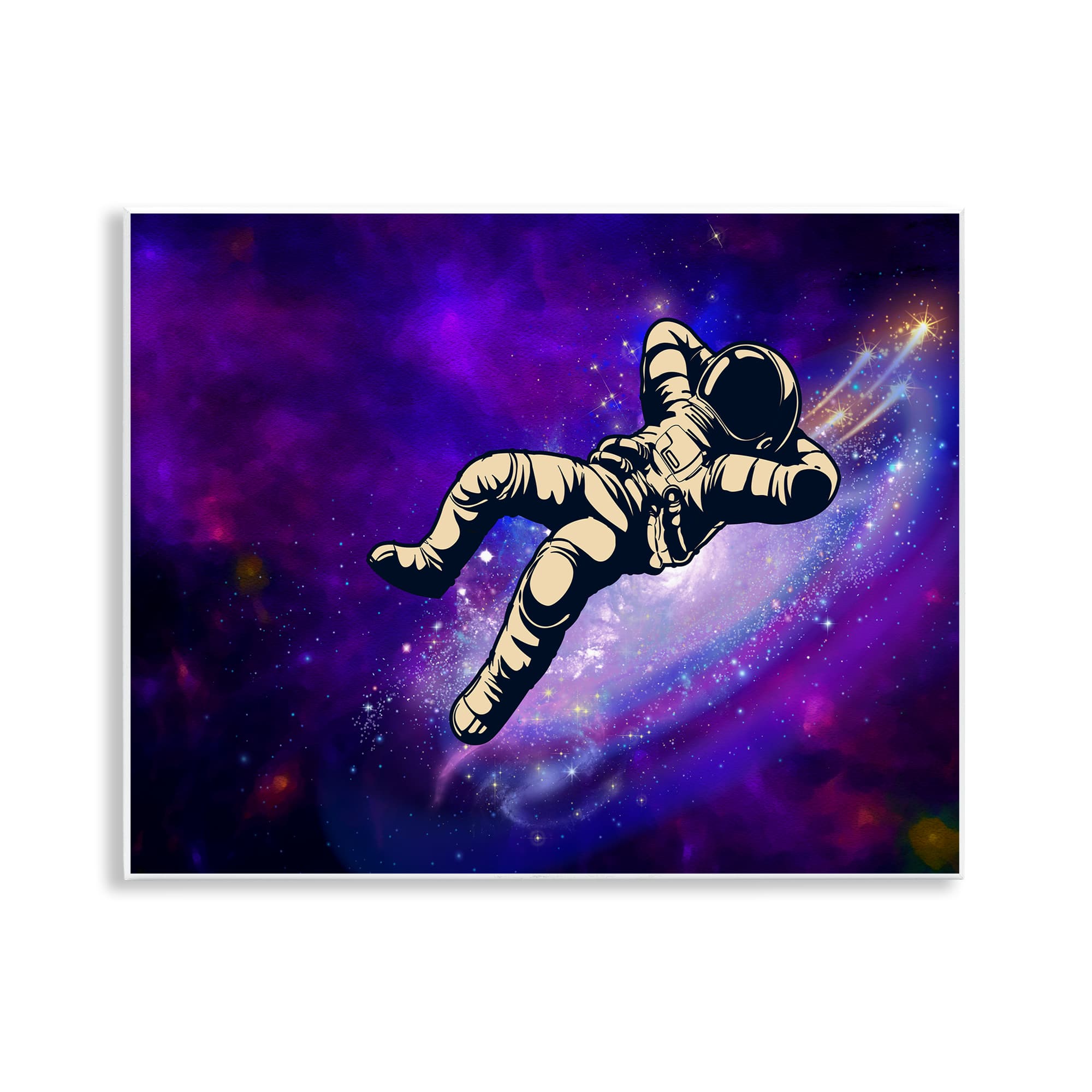 Stupell Industries BS-059-WD-11X14 Relaxing Astronaut in Space Wall Plaque Art By Jesse Keith 14 x 11