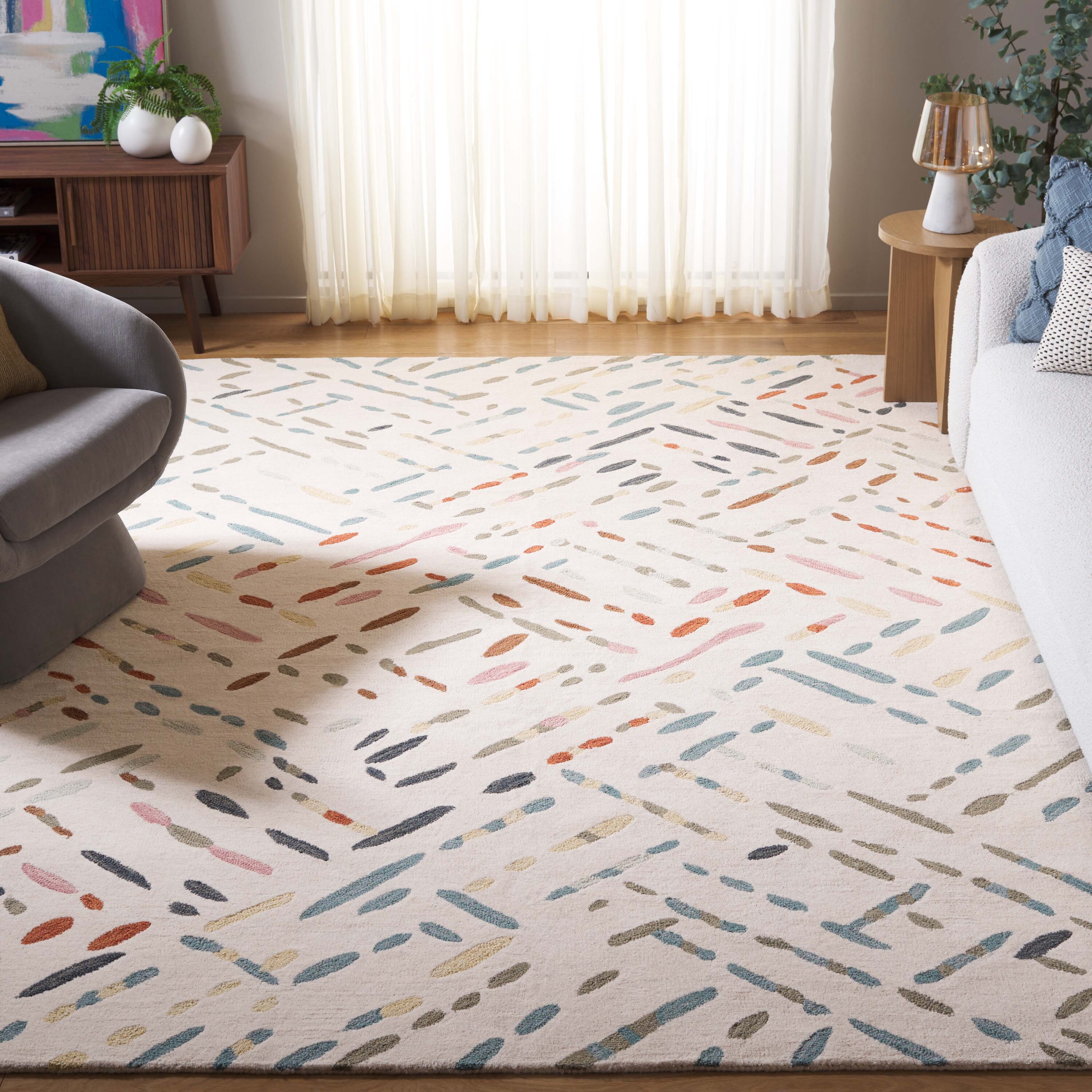  Metro 252 Ivory/Blue Contemporary 6Ft x 9Ft Medium Rectangle Rug
