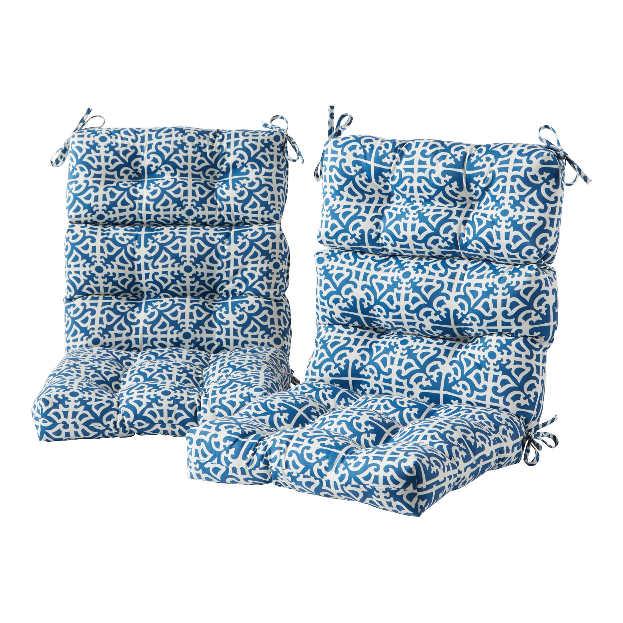 Greendale Home Fashions OC6809S2-INDIGO 20-in x 22-in 2 -Piece Indigo High back patio chair cushion