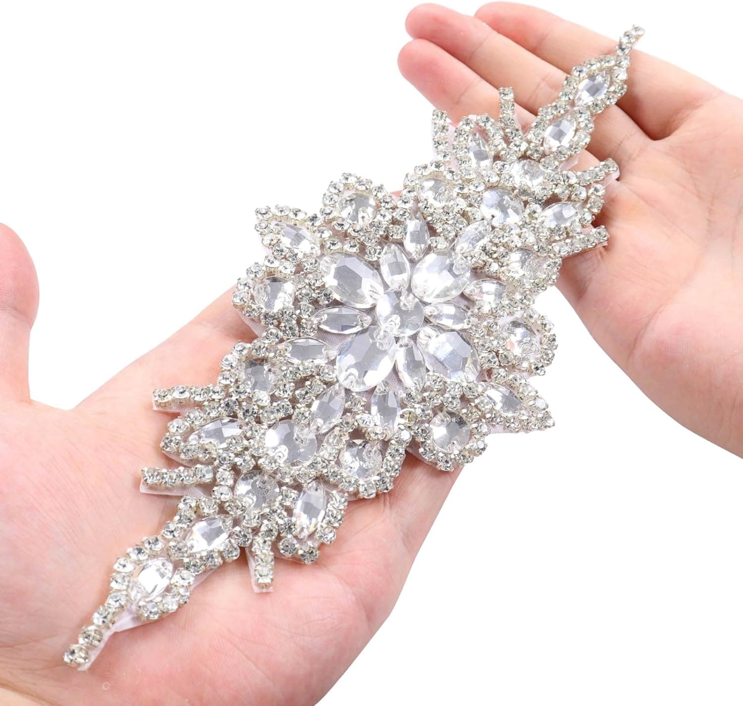 ShiDianYi B007WV2KVW Elegant Sash/Wedding Applique Rhinestones Hot Fix or Sew On Belt Sash for Dress