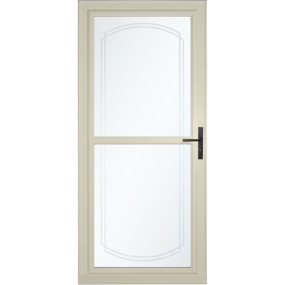 Tradewinds Selection 36-in x 81-in Almond Full-view Retractable Screen Aluminum Storm Door with Aged Bronze Handle in Off-White | - LARSON 1461408257S