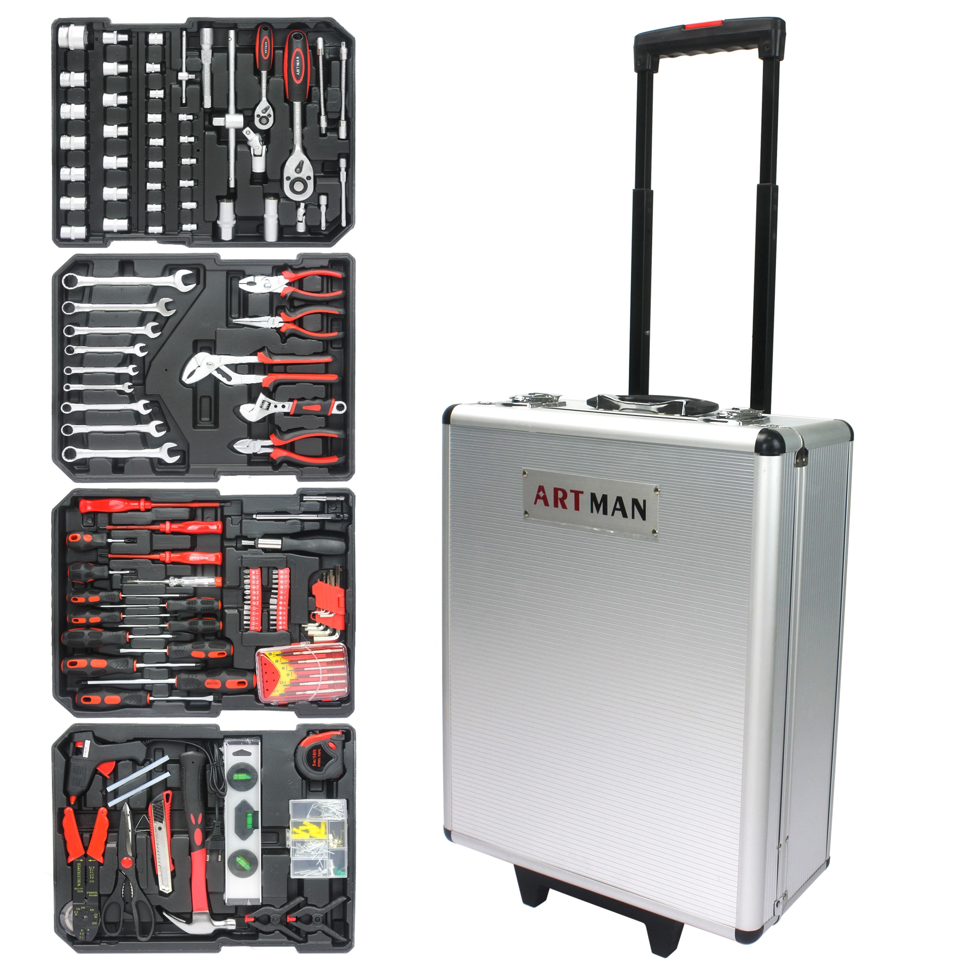 Wrightmaster BLDJ119 187 -Piece Household Tool Set with Hard Case