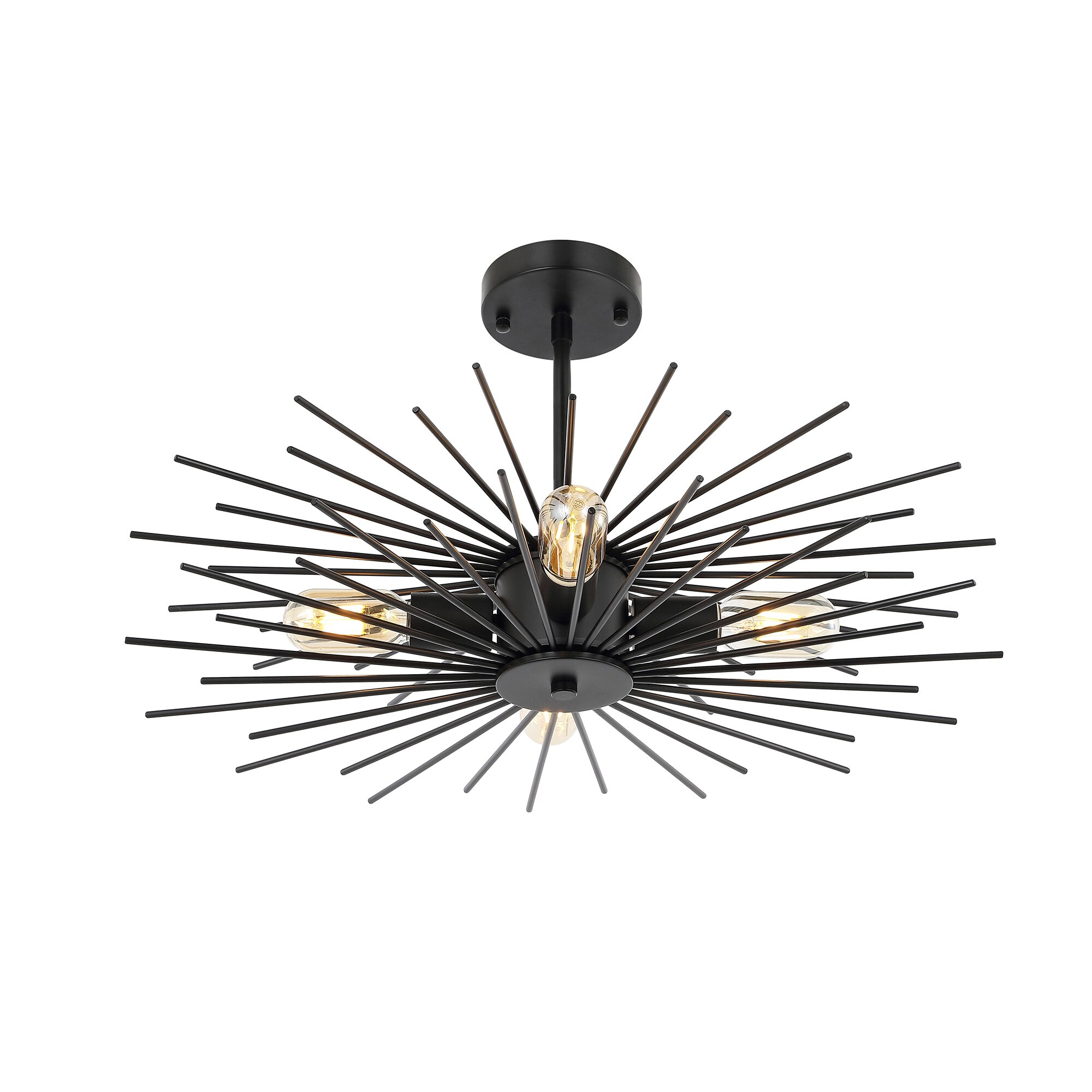 GETLEDEL FX-0515BK 4 -Light 23-in Matte Black Semi Flush Mount Light