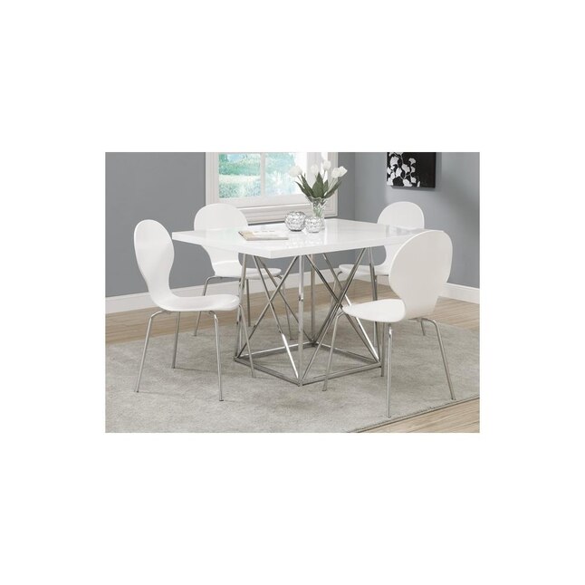 White Glossy Chrome Metal 36 In X 48, 36 X 48 Dining Table With Leaf