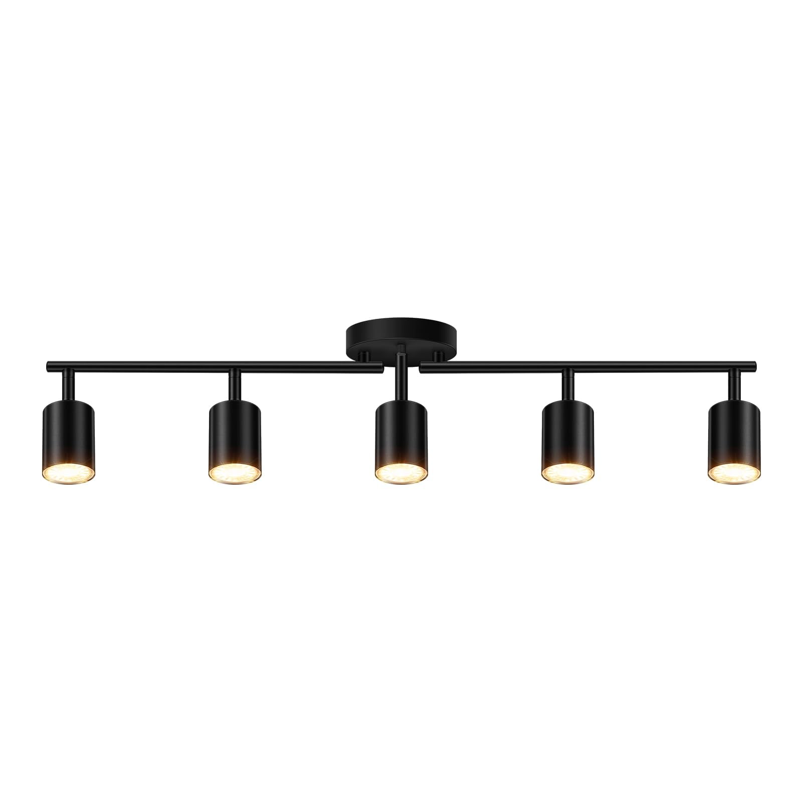 Yichuhaoxi  Track Lighting Kit 5 Light Ceiling Spotlight Black Adjustable Rotatable Heads GU10 Socket Modern Ceiling Fixture for Kitchen Bedroom