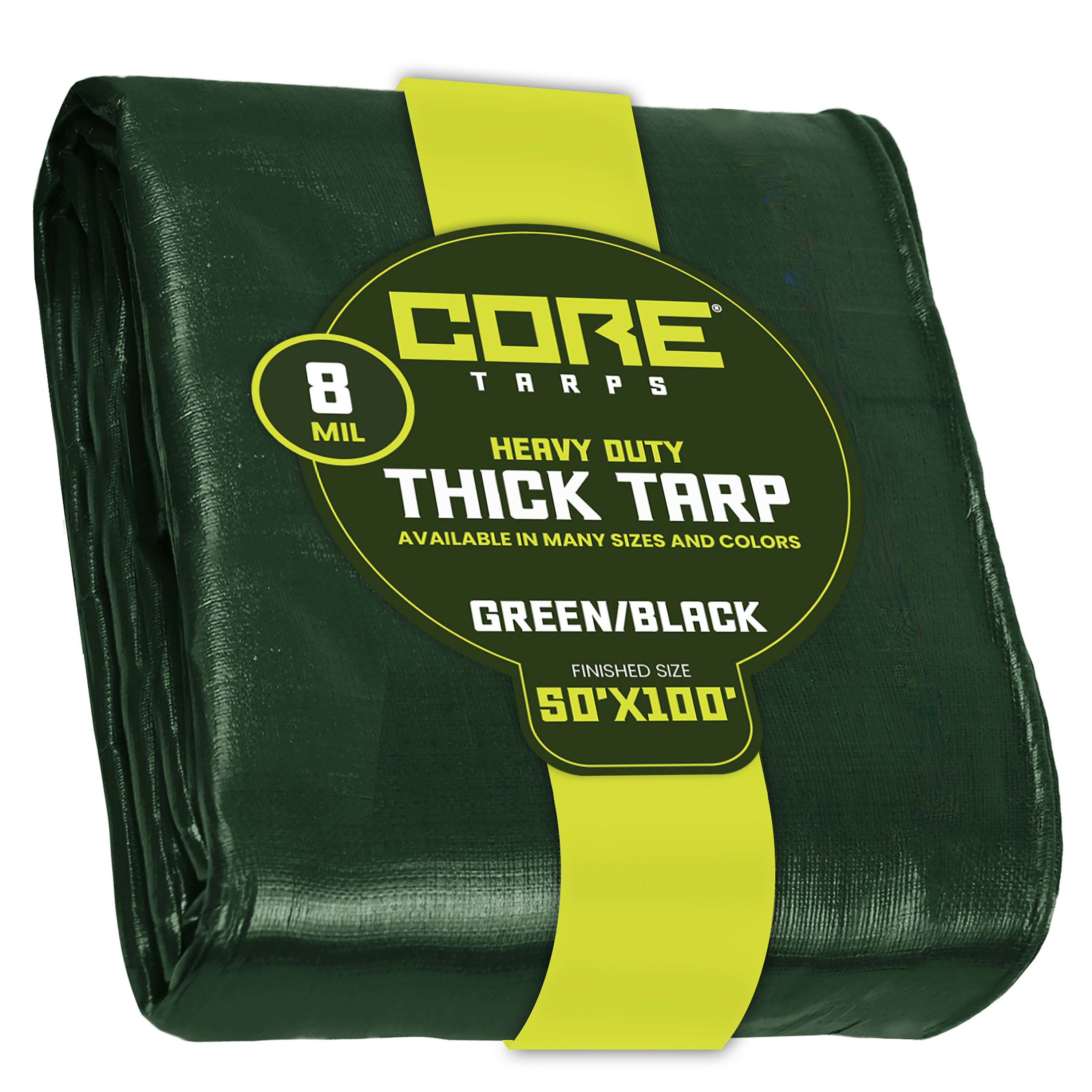 Core Tarps CT-403-50X100 50-ft x 100-ft Green Waterproof Commercial Polyethylene 8-mil Tarp