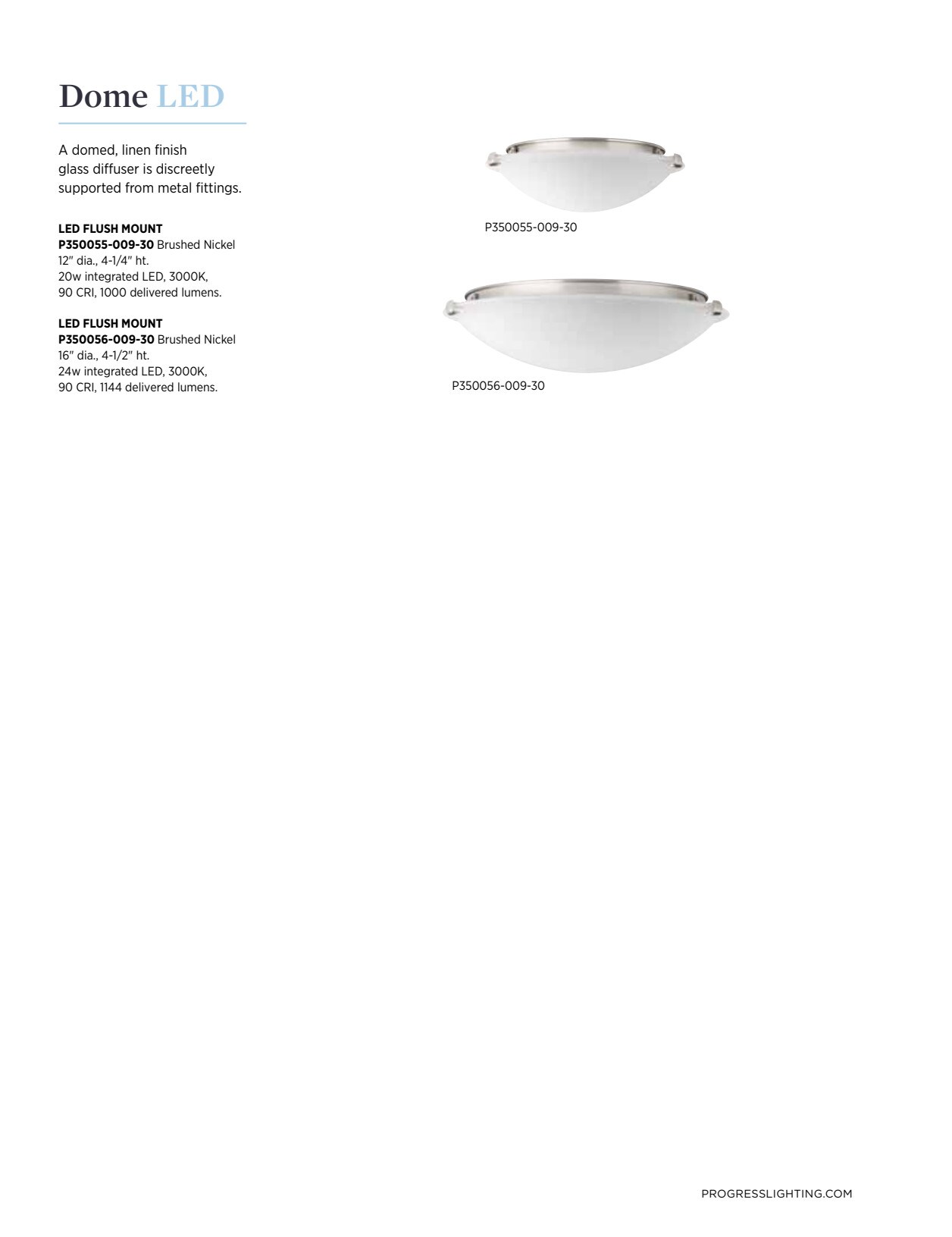 Brushed Nickel 16" LED Dome Flush Mount Light