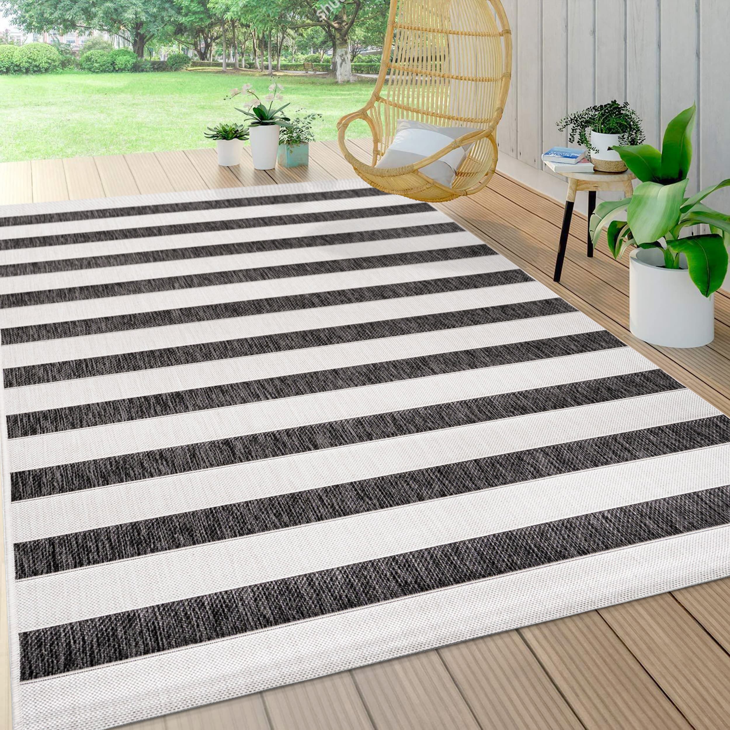 Black Indoor-Outdoor Synthetic Fiber Carpet Area Rug | 3/16 Thick Ribbed  Black Indoor-Outdoor | Customize Your Size & Shape