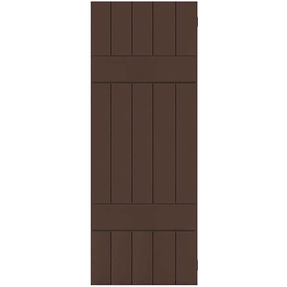 Ekena Millwork RWB18X058TBM 18-in W x 58-in H Tudor Brown Board and batten Wood Exterior Shutters ( 2 -Pack )