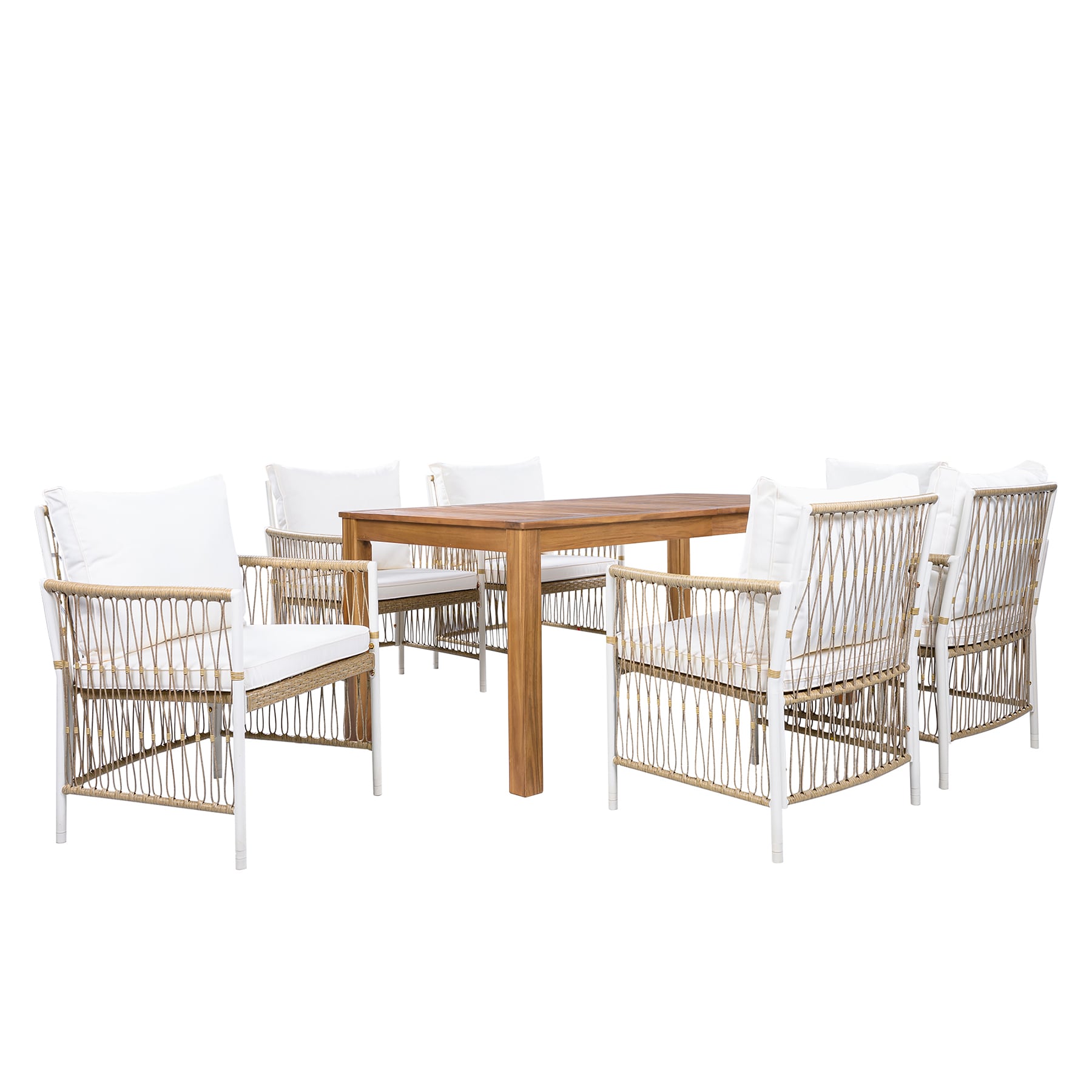 SINOFURN SYB840024BK Patio Dining Set with Wood Table and Cushioned Chairs