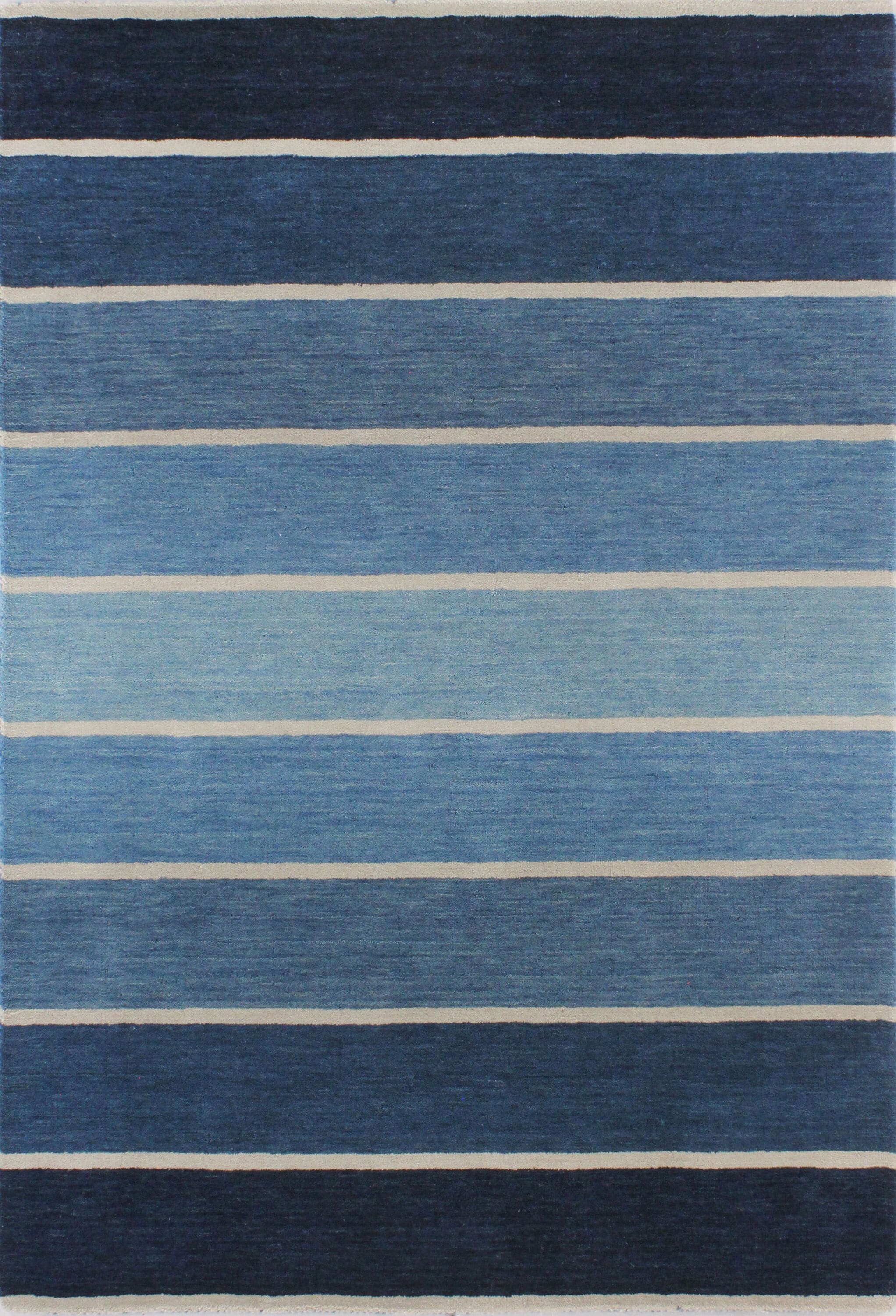 Bashian 649652132389 4 X 6 (ft) Wool Blue Indoor Stripe Industrial Area Rug