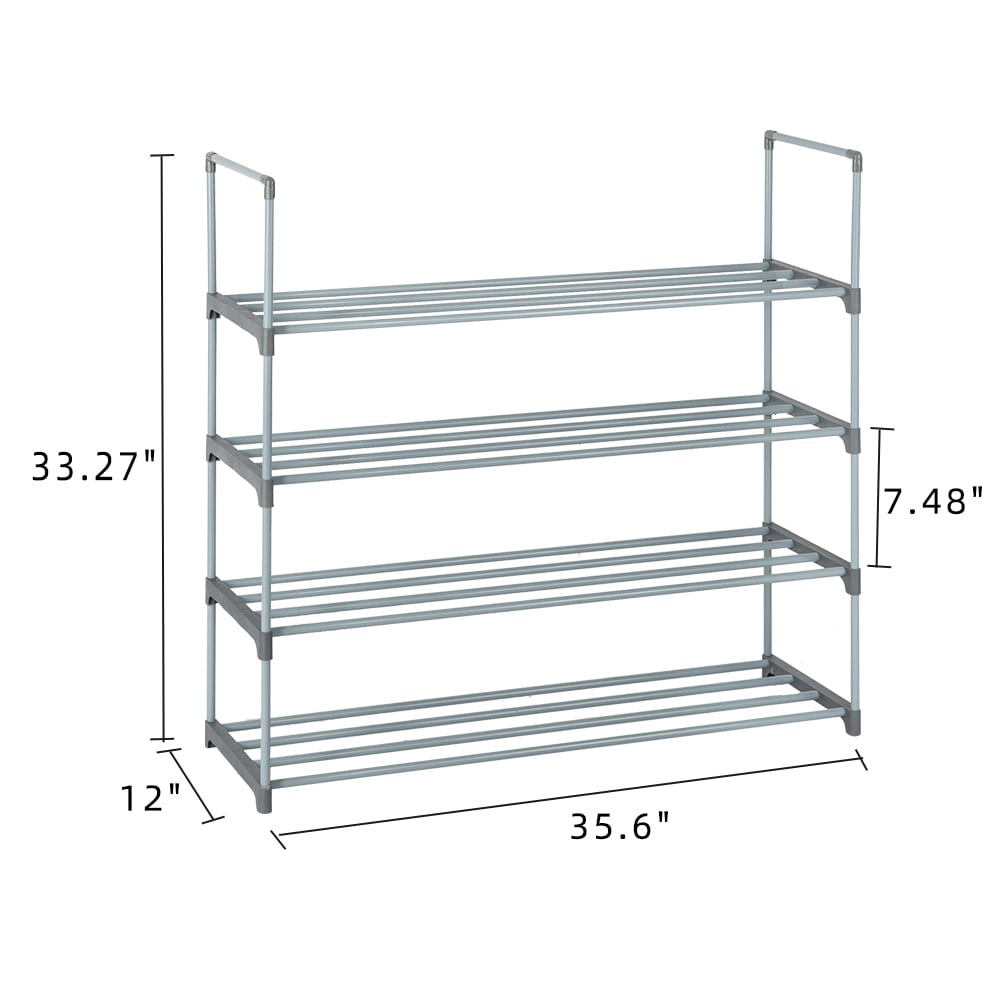 Winado 66.54-in H 4 Tier 14 Pair Gray Metal Shoe Rack in the Shoe ...