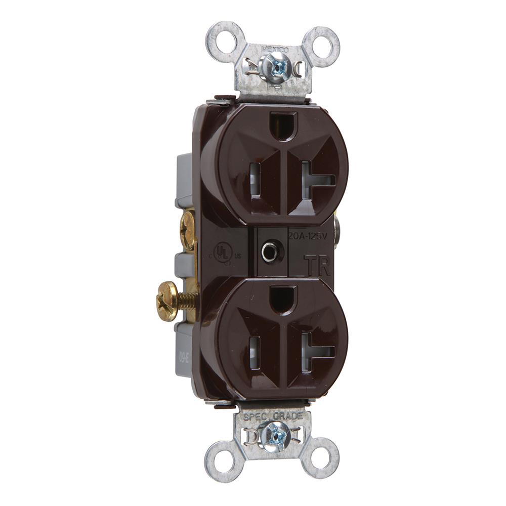 Legrand TR20 20-Amp 125-volt Tamper Resistant Commercial Duplex Outlet, Brown
