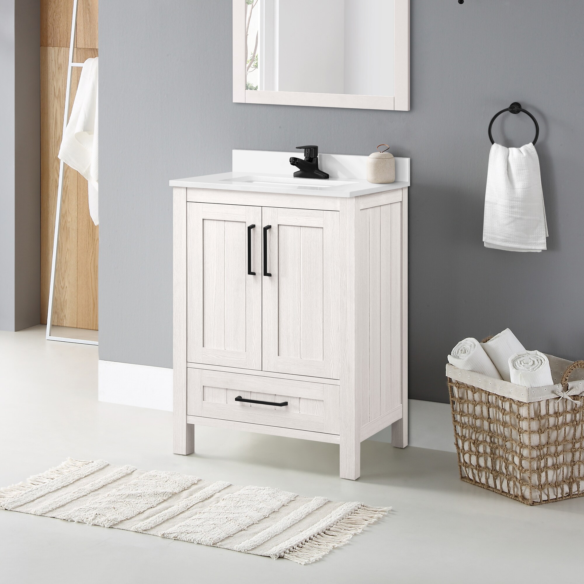 OVE Decors Darwin 24-in Antique White Undermount Single Sink Bathroom ...