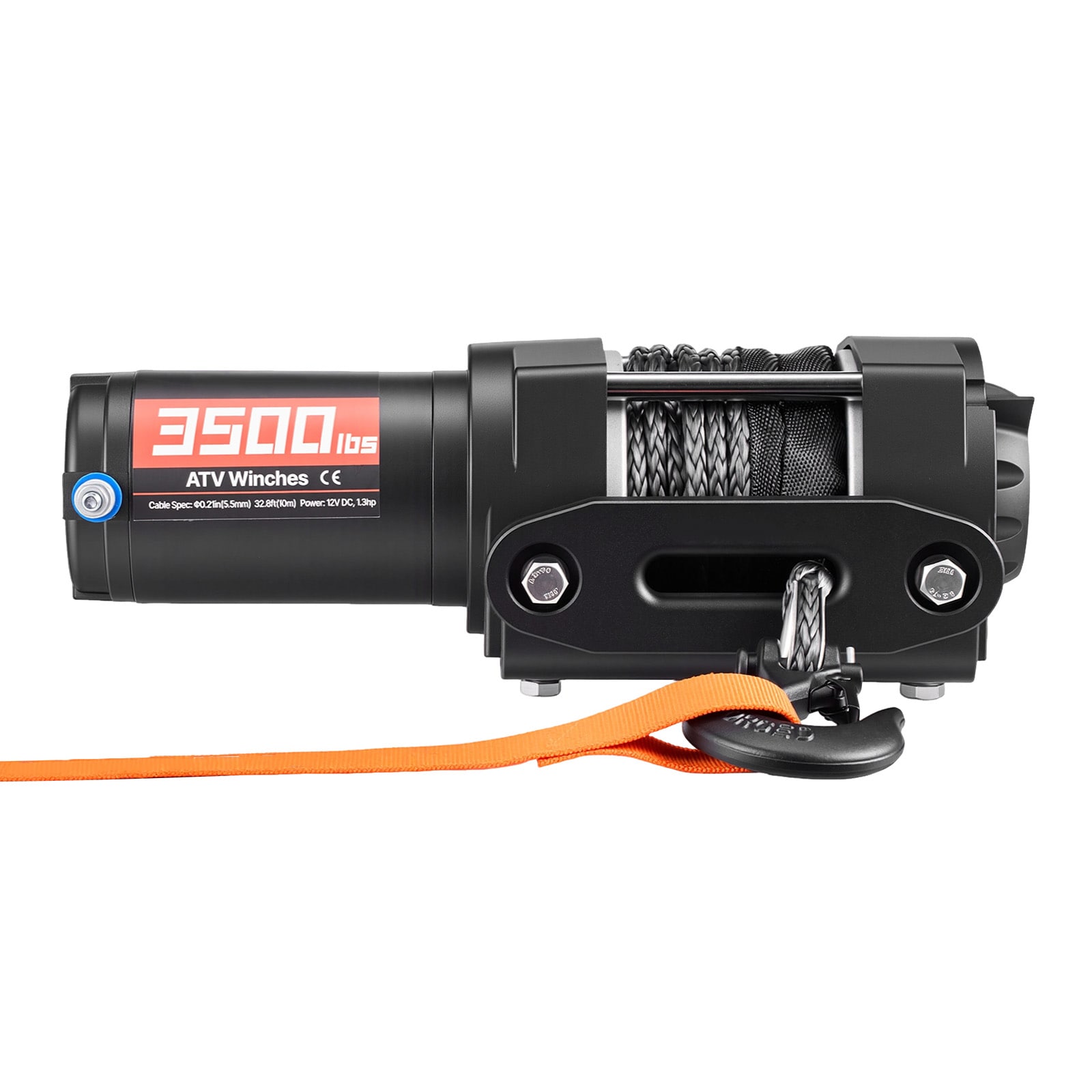 VEVOR 3500 lbs Electric Winch 12V DC ATV/UTV Winch with Diameter 0.21 in x 32.8 ft Synthetic Rope and Wired Remote Control IP55 Waterproof Aluminum Housing Fairlead Mount Plate for Towing ATV Black