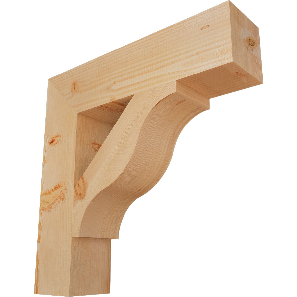 Ekena Millwork BKT06X26X26FST05SDF Funston Block Smooth 5-1/2-in x 26-in x 26-in Douglas fir Brown Wood Standard bracket