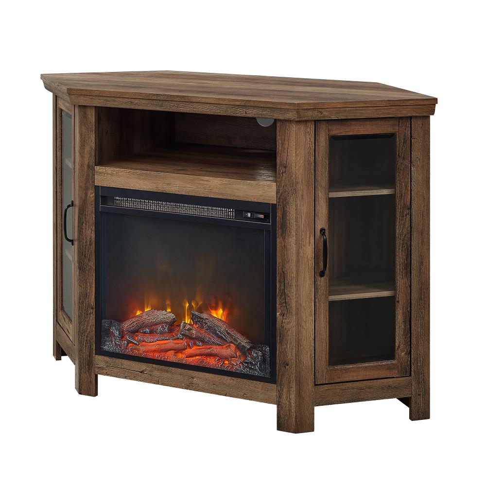 Walker Edison 47 25 In W Reclaimed Barnwood Led Electric Fireplace In The Electric Fireplaces Department At Lowes Com