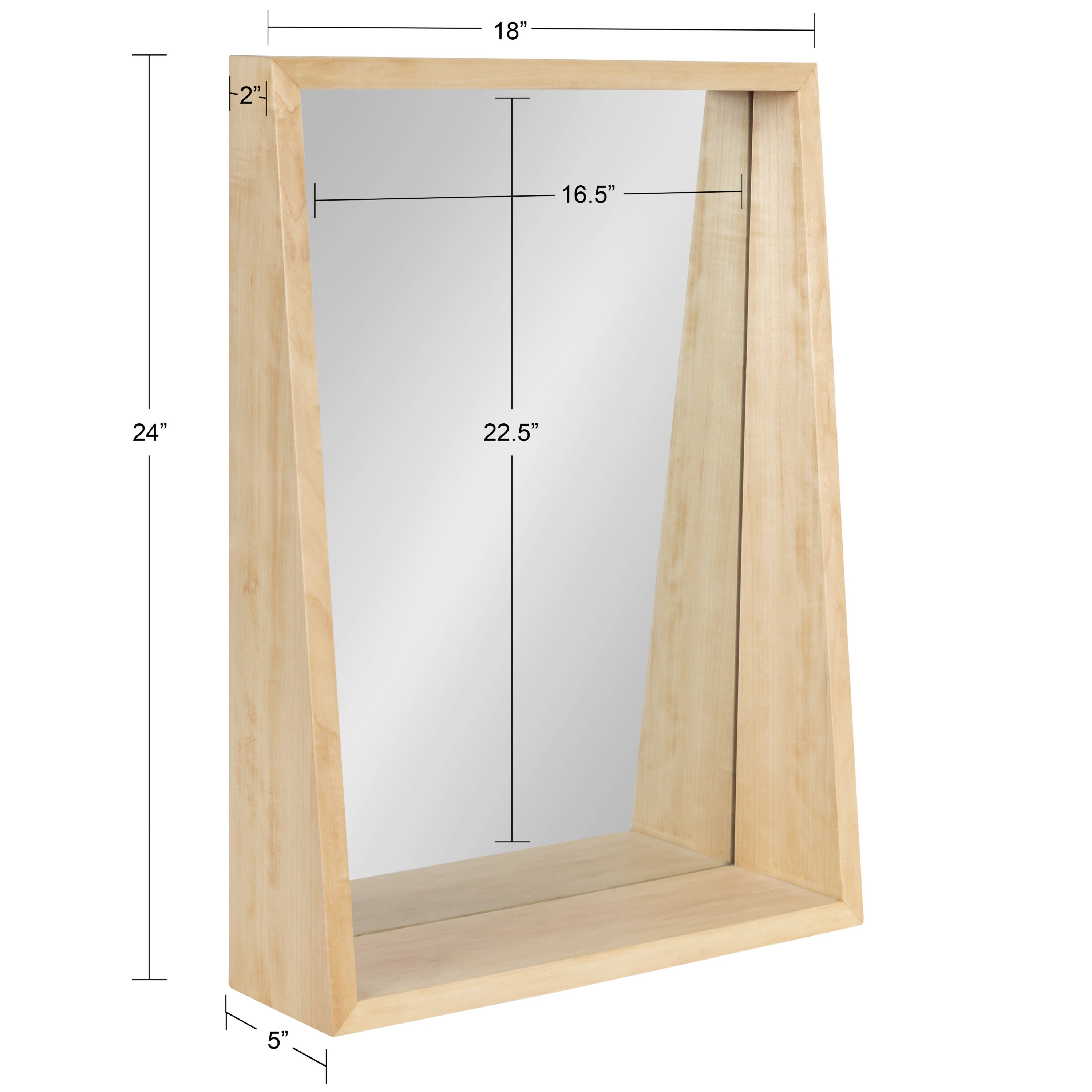Kate and Laurel Hutton 18-in W x 24-in H Natural Framed Wall Mirror in the  Mirrors department at