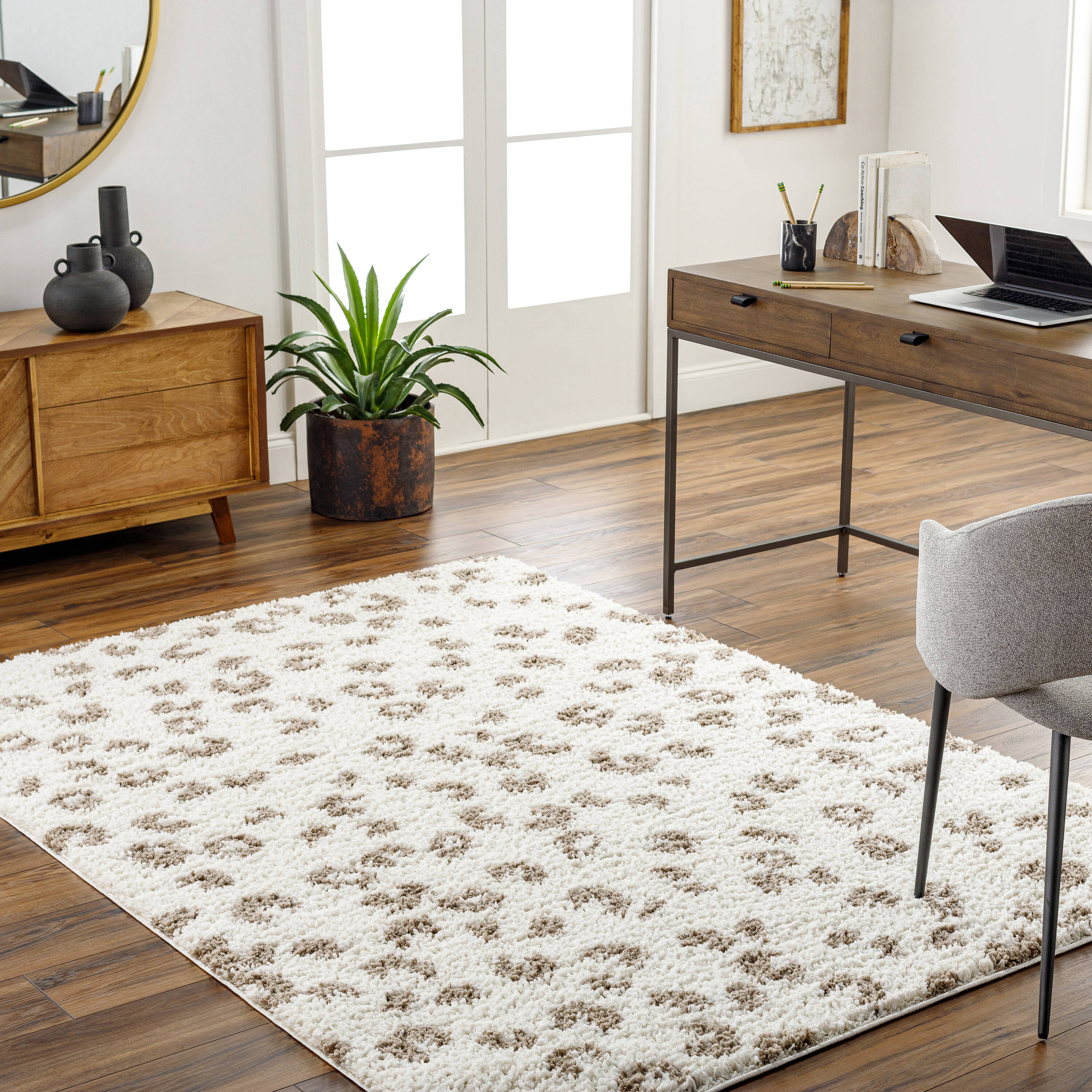 Livabliss BMM2309-537 Birmingham 5 x 7 (ft) Polyester Camel Spots Rectangular Indoor Mid-Century Modern Area rug