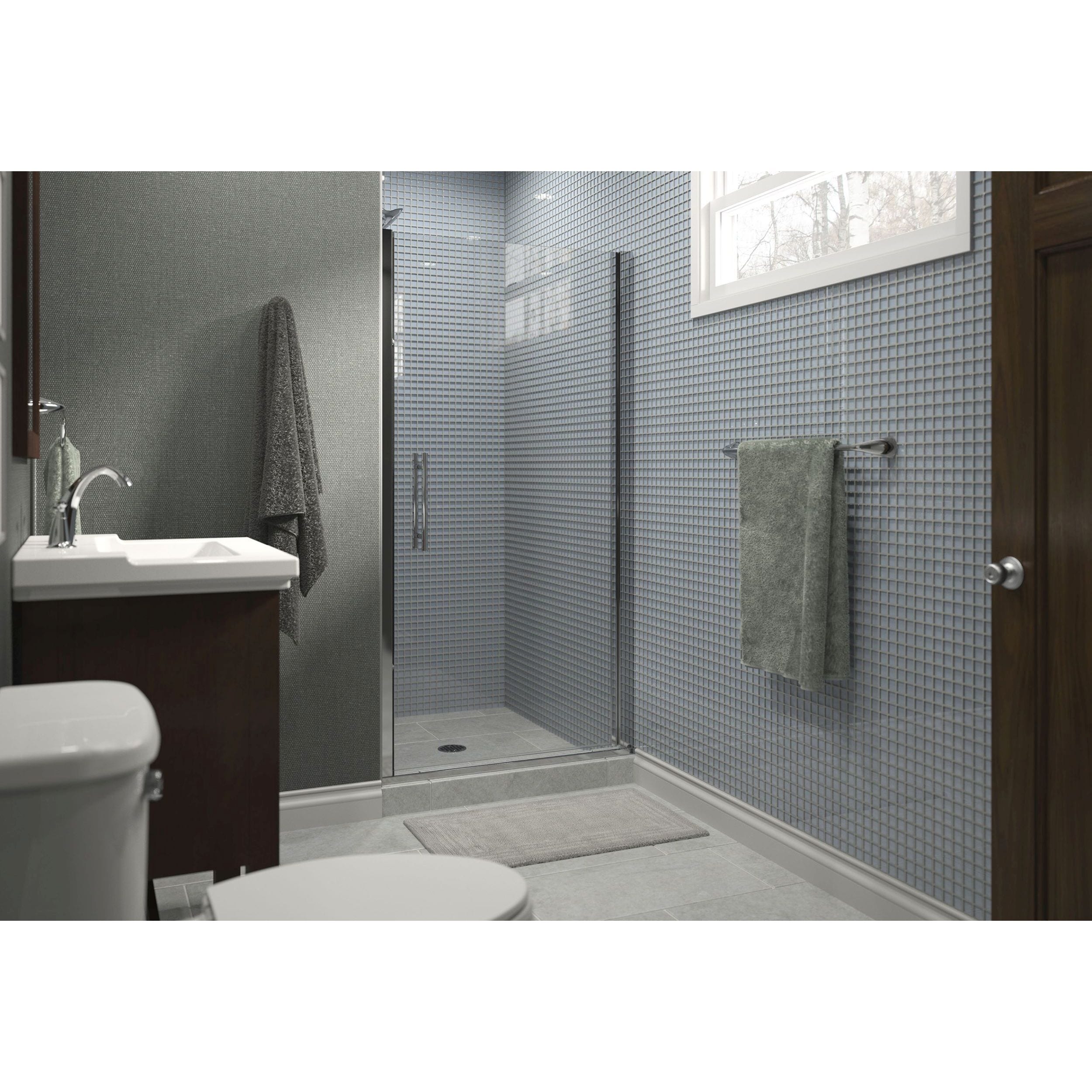 Sterling 5699-36S-G05 Finesse Peak Silver 34-in to 36-in W x 67.0-in H Frameless Pivot Shower door 5/16-in Thick Clear Glass