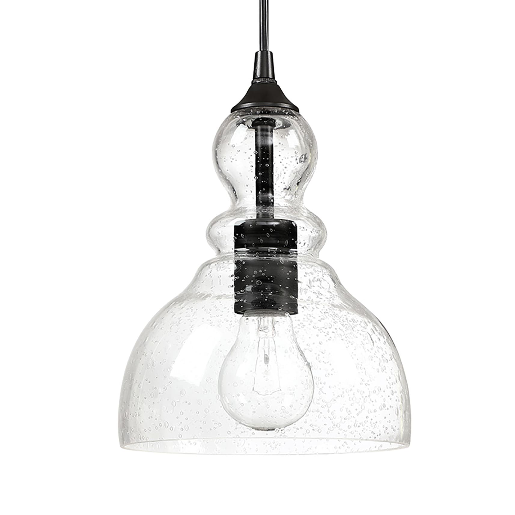 Hukoro Black Industrial Seeded Glass Cylinder Mini Hanging Pendant