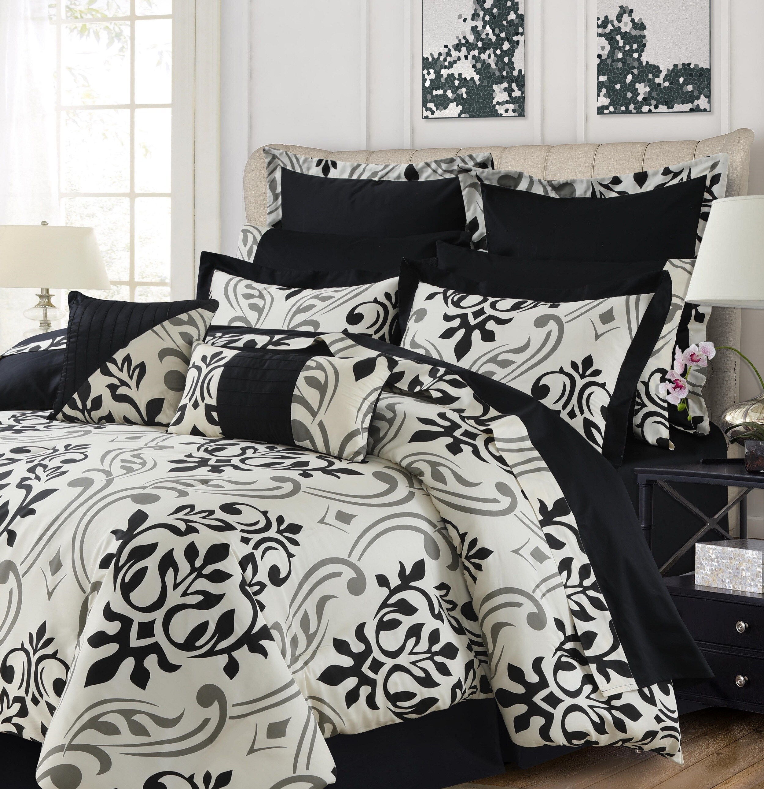 Black & White Luxury Comforter Set Bed in A Bag – 9 Piece Bed Sets – U –  Urban Bedding & Home