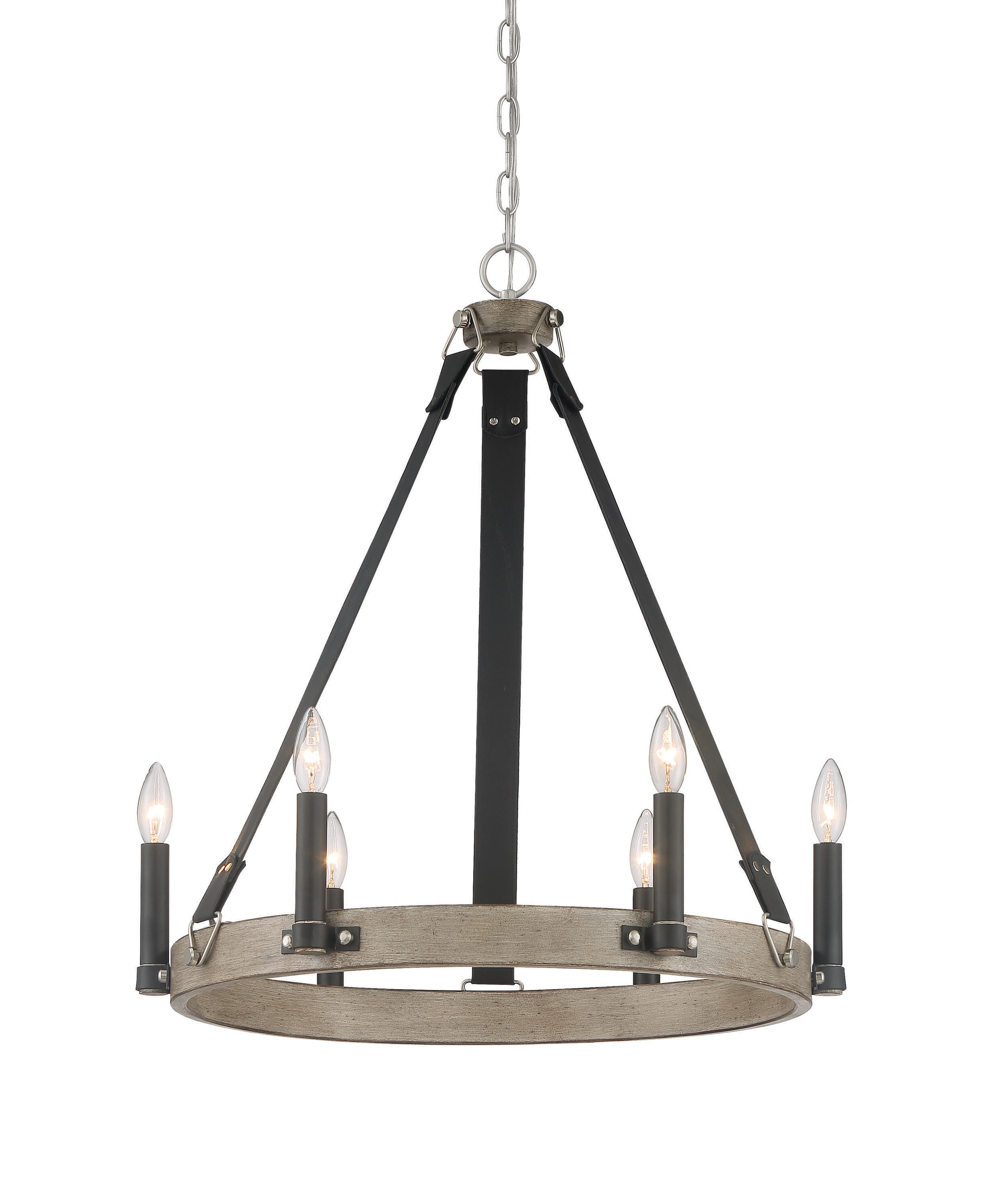 Rawson Ridge Aged Silverwood 8-Light Nickel Chandelier