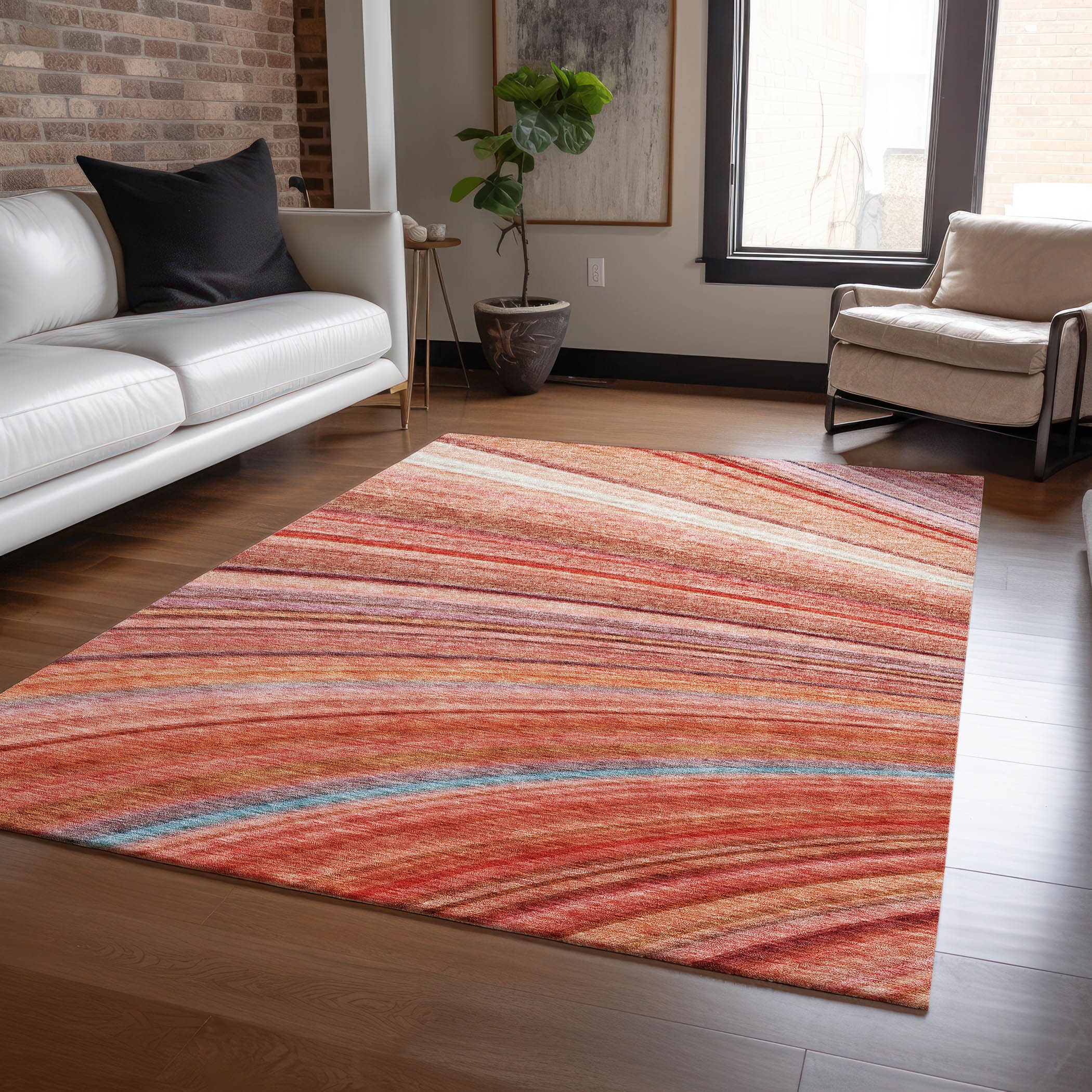 Addison Rugs ACN585TR9X12 Chantille ACN585TR 9 x 12 (ft) Polyester Terracotta Rectangular Indoor/Outdoor Abstract Machine washable Area rug
