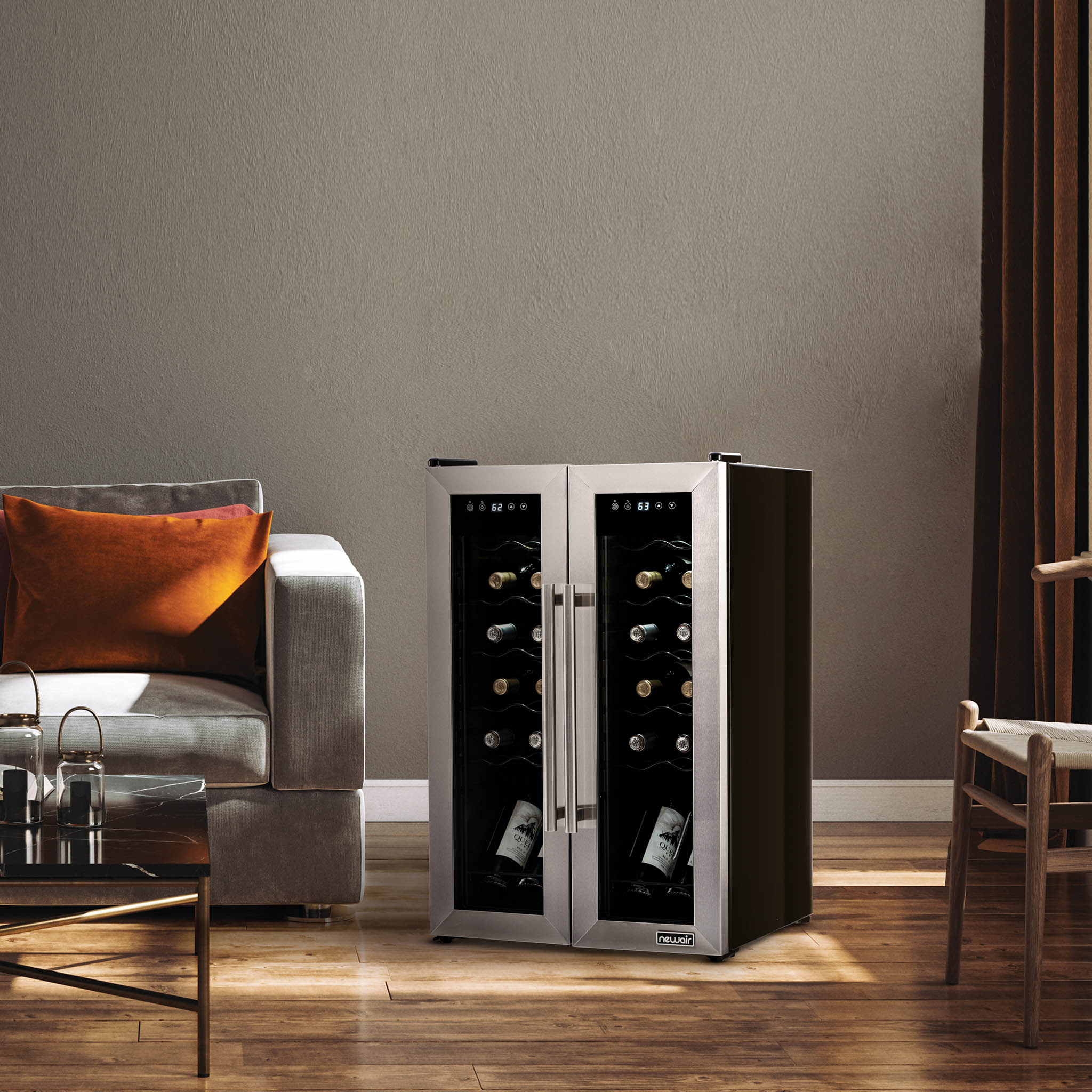 NewAir 24” Built-In 20 Bottle and 80 Can Dual Drawer Indoor/Outdoor Wine and Beverage Fridge