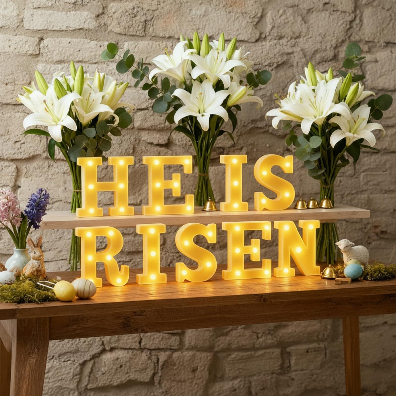 AOIZGMY  9 pcs Easter Decorations He Is Risen LED Light Up Sign 6 Inch Warm Glow Table Wall Indoor Outdoor Decor for Spring Party Home Office