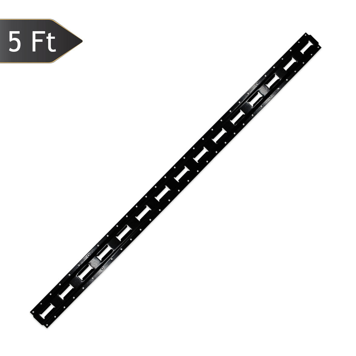 "DC Cargo Mall E Track Tie-Down Rail, Black Powder-Coated 12 Gauge Steel ETrack TieDown, 5' x 5"" Vertical E-Track, Bolt-On Tie Down Rail for Cargo on Pickups, Trucks, Trailers, Vans"