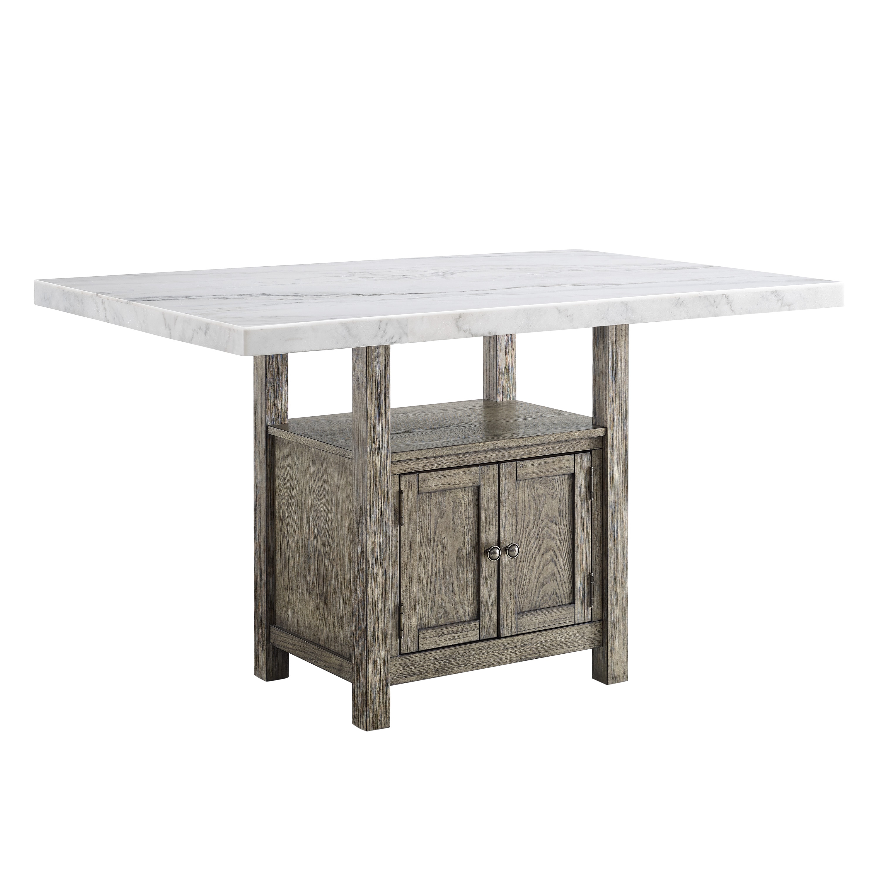Steve Silver GS640TTB White and Driftwood Transitional Counter Table, Marble with Driftwood Wood 60-in L x 36-in H