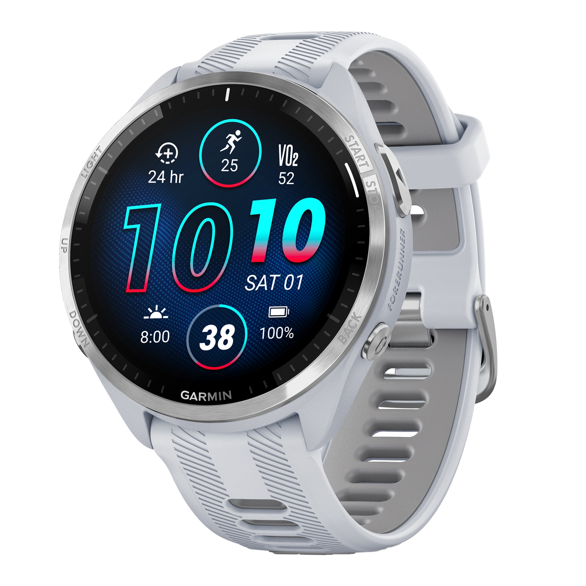 Garmin Forerunner 965 GPS Smartwatch with 47-mm Case Bluetooth AMOLED Preloaded Maps Health/Fitness 5 ATM Water Rated (Whitestone/Powder Gray)