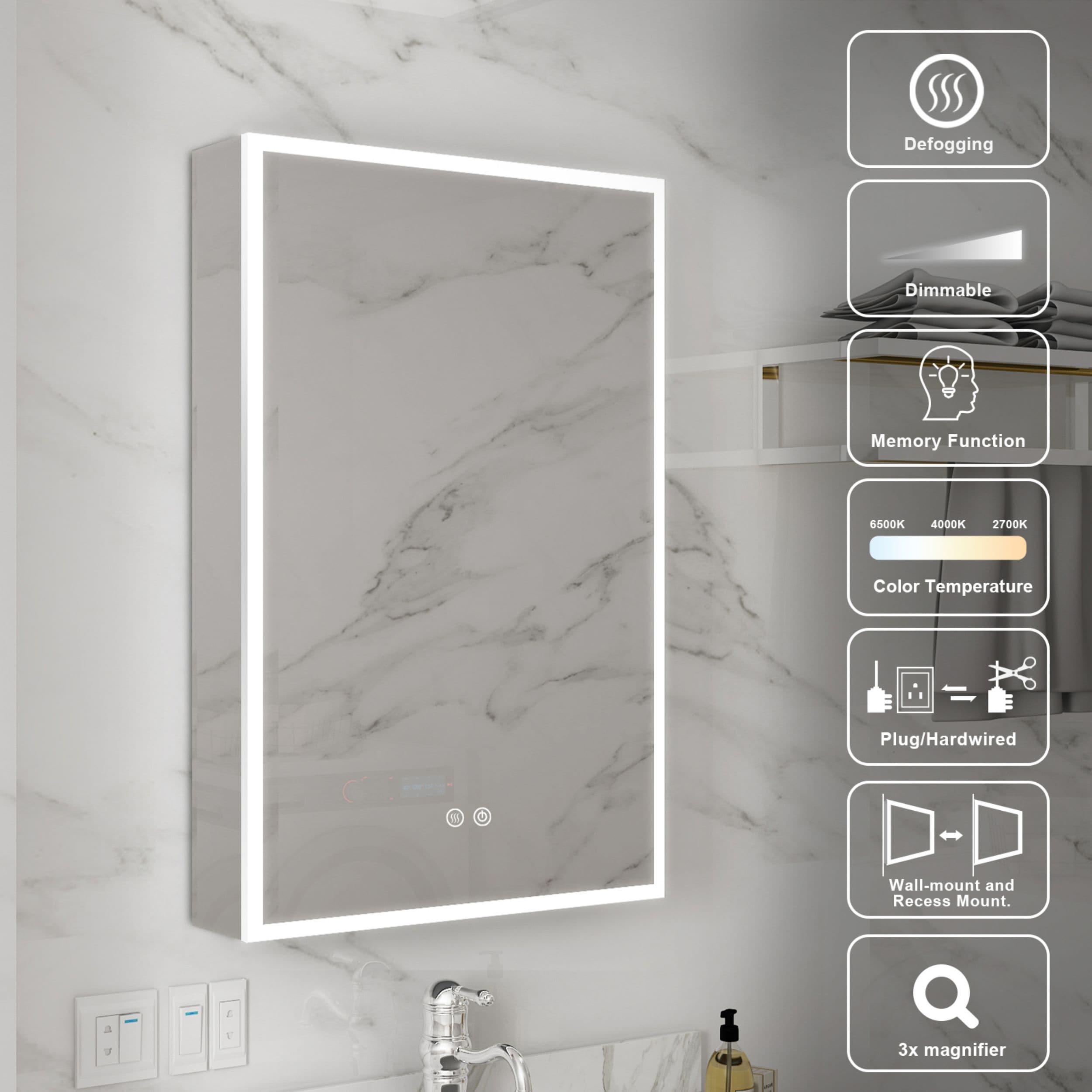 WELLFOR GIZBSO03ME Bathroom-Medicine-Cabinets - View #3