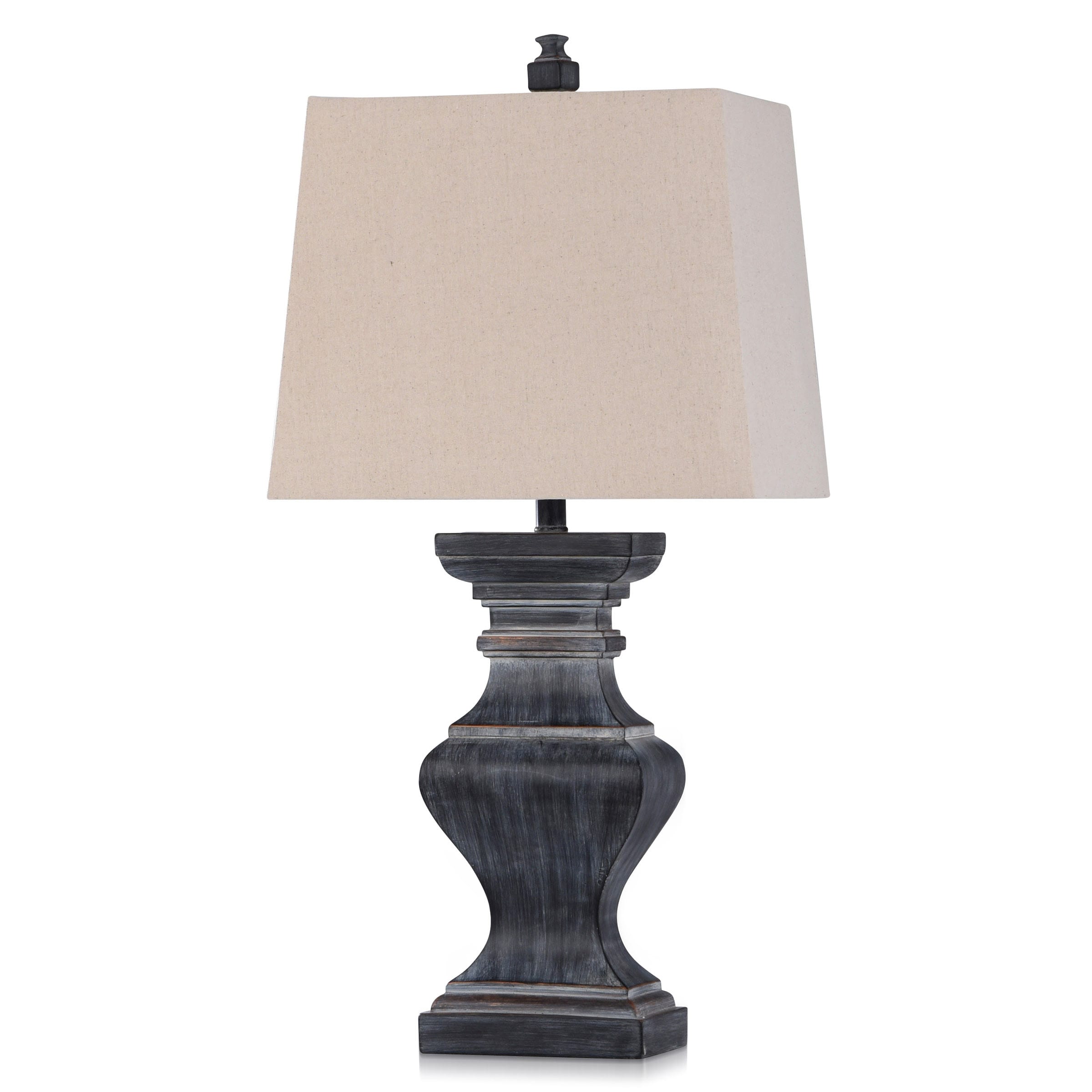 StyleCraft Home Collection L330814DS Malta Black Distressed 3-way Table Lamp with Linen Shade