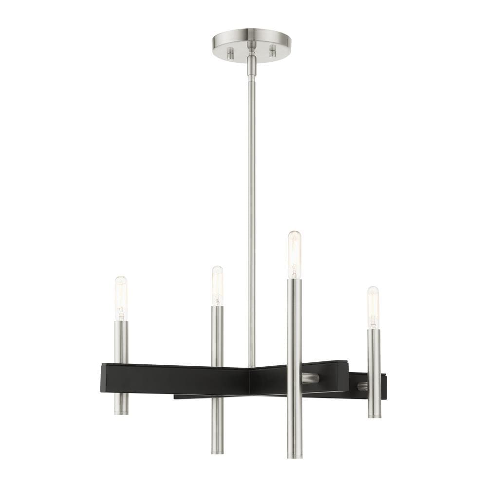 Livex Lighting 49344-91 Denmark 4 -Light Brushed Nickel Modern/contemporary For Use in Bathrooms, Bedrooms, Dining Rooms, Foyers, Kitchens, Living Rooms Chandelier