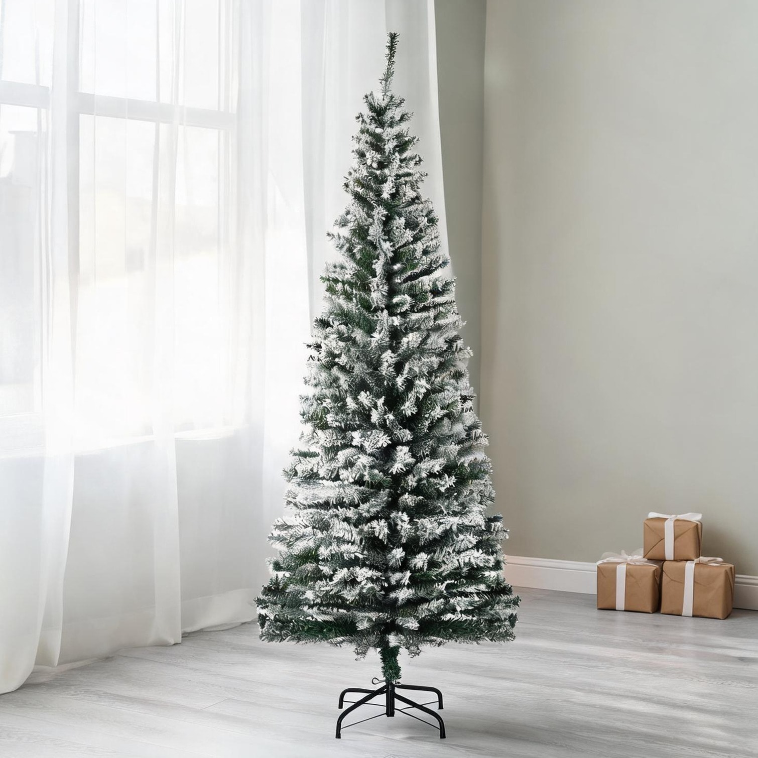 FlowLuxe 6 in Christmas Trees for Living Room in Green Pvc and Steel featuring Storage