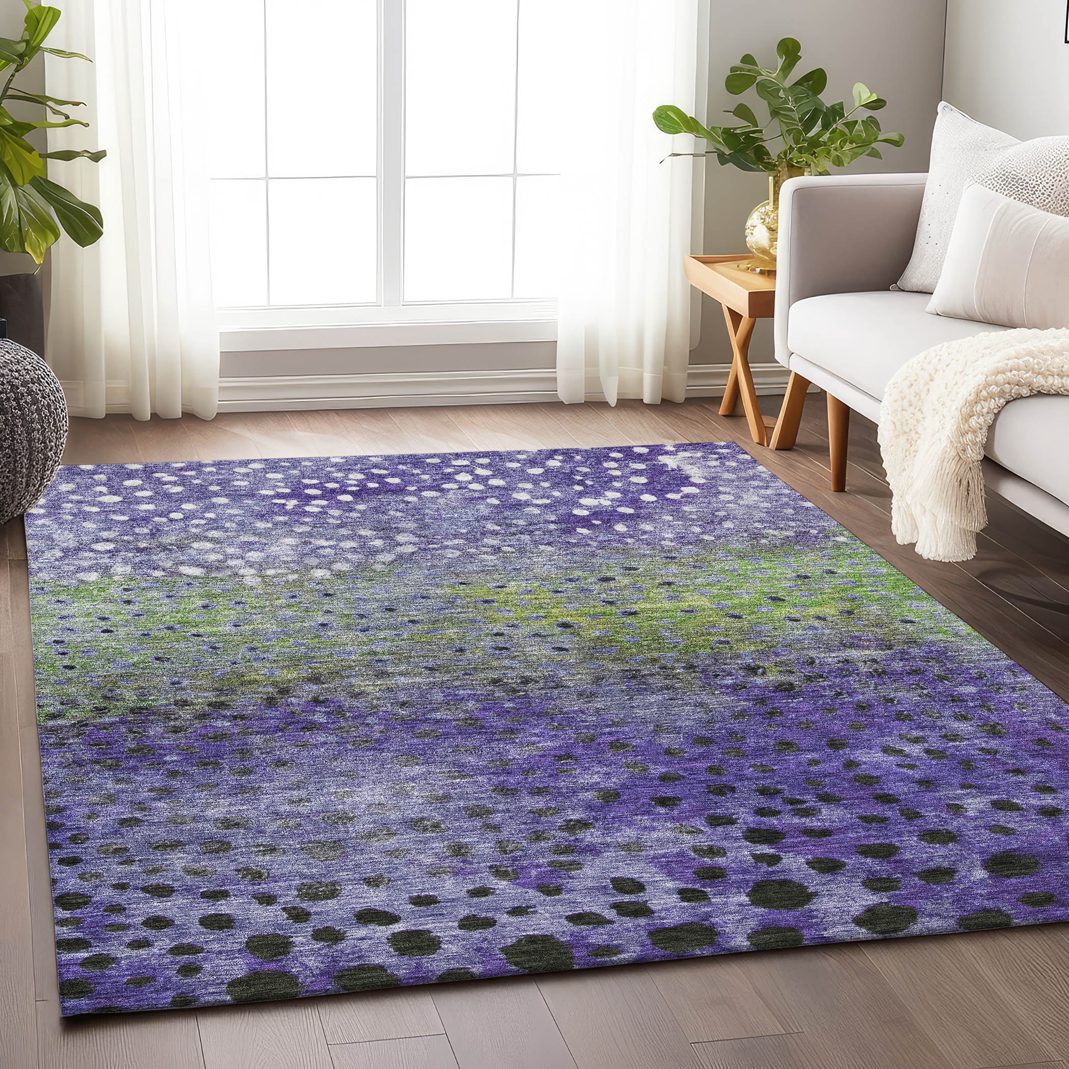 Addison Rugs ACN1074PP30X46 Chantille ACN1074PP 2 x 3 (ft) Polyester Purple Rectangular Indoor/Outdoor Geometric Machine washable Area rug
