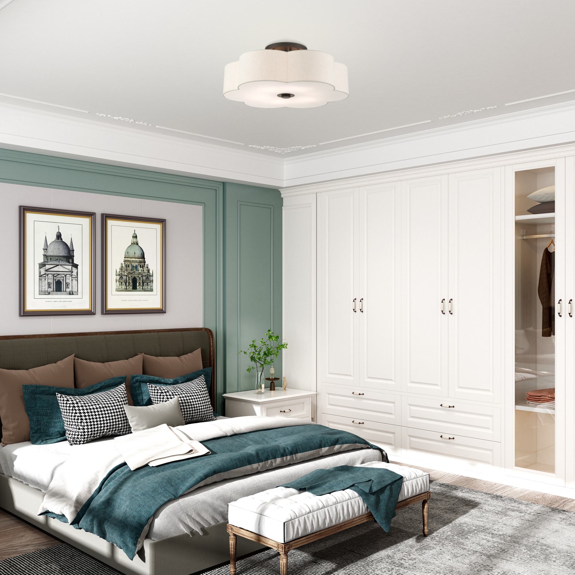 Solstice English Bronze 6-Light Indoor/Outdoor Semi-Flush Mount