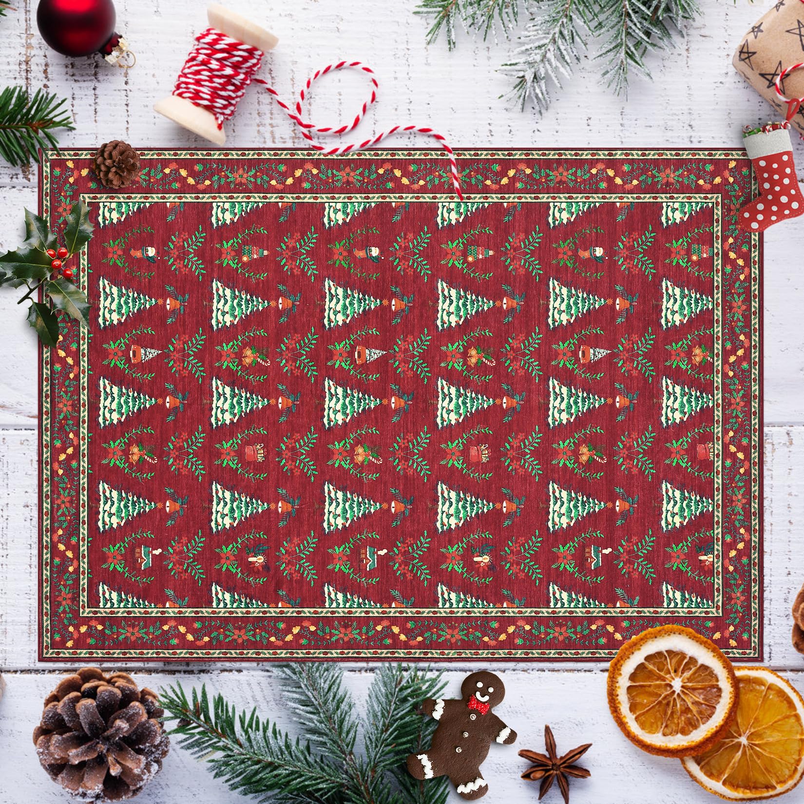 Garvee 5 by 7 Ft Large Christmas Living Room Rug Festive Low Pile Floor ...