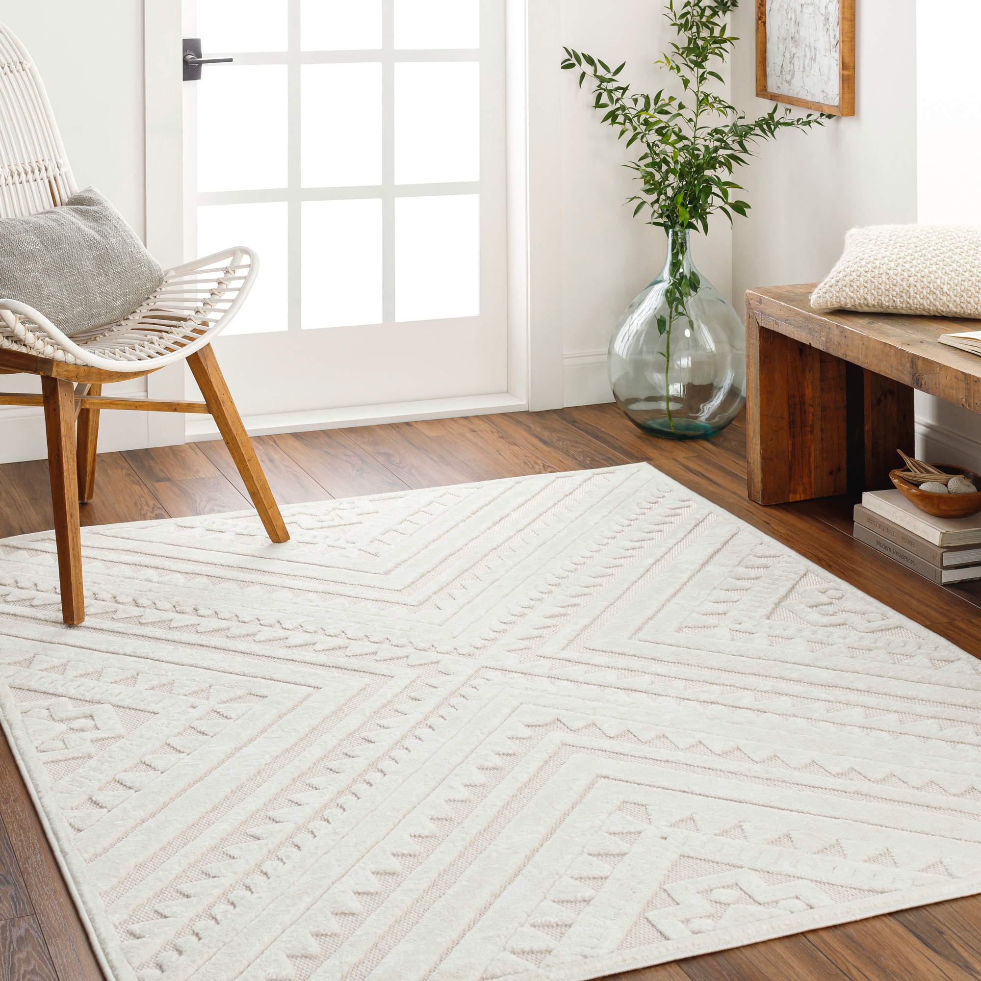 Livabliss SFG2353-679 San Diego 7 x 9 (ft) Polypropylene Cream Rectangular Outdoor Geometric Mid-Century Modern Area rug