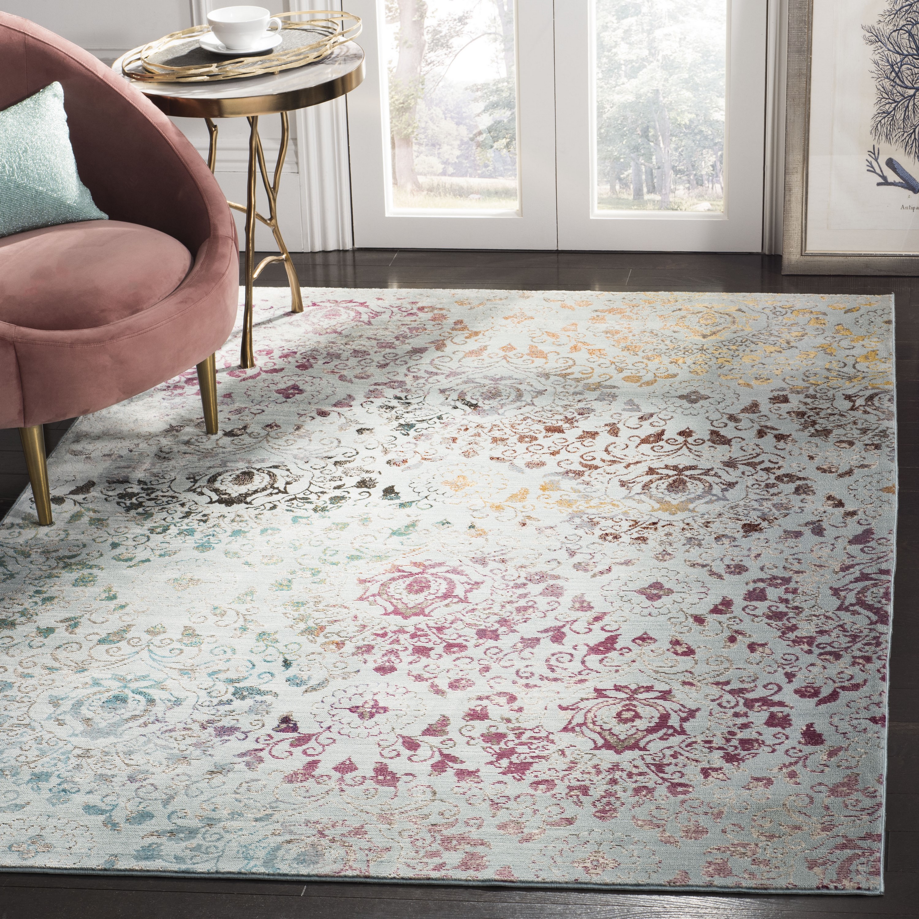 Safavieh ARA172B-5 Aria Fostat 5 x 8 (ft) Loomed Polypropylene Blue/Multi Rectangular Indoor Distressed/Overdyed Area rug