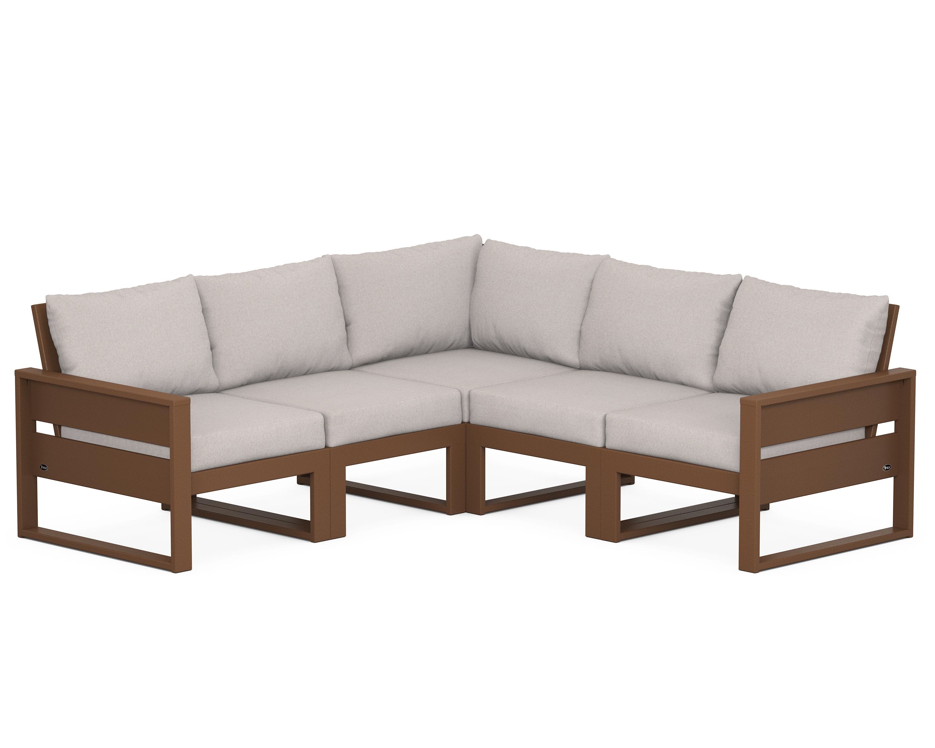 Trex Outdoor Furniture TXS784-2-TH145999 Eastport Outdoor Sectional with Tan Cushions and Plastic Frame