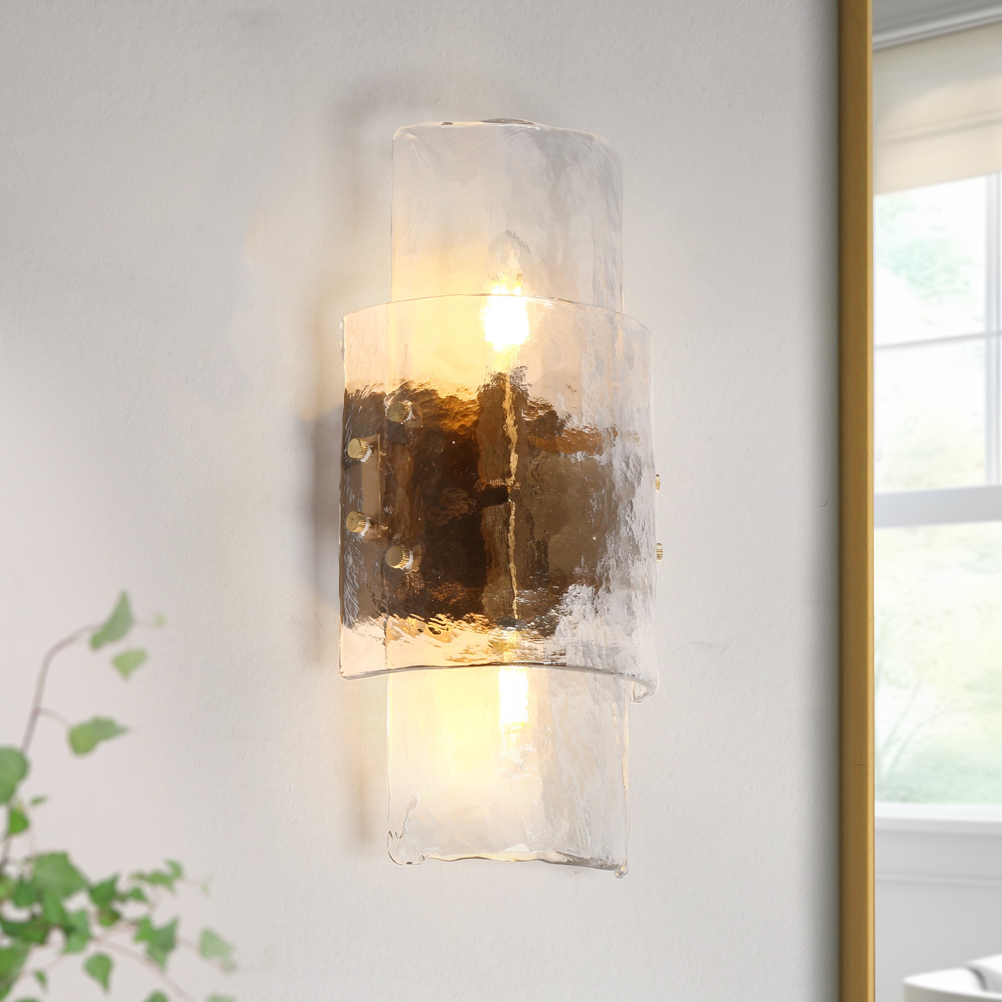LNC HA05070 Astridee 6.3-in W 2 -Light Satin Gold Wall Sconce