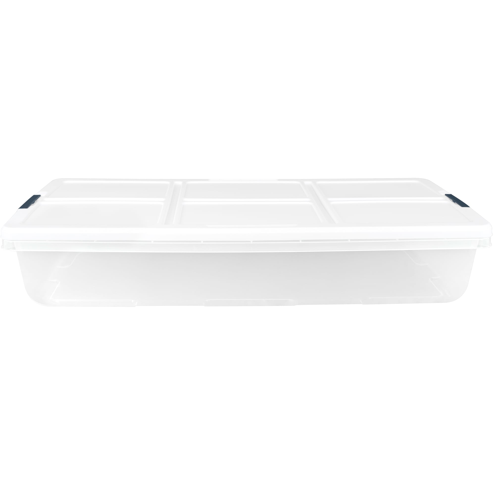 Hefty Large 13-Gallons (52-Quart) Clear Base with White Lid Underbed Tote  with Latching Lid in the Plastic Storage Containers department at